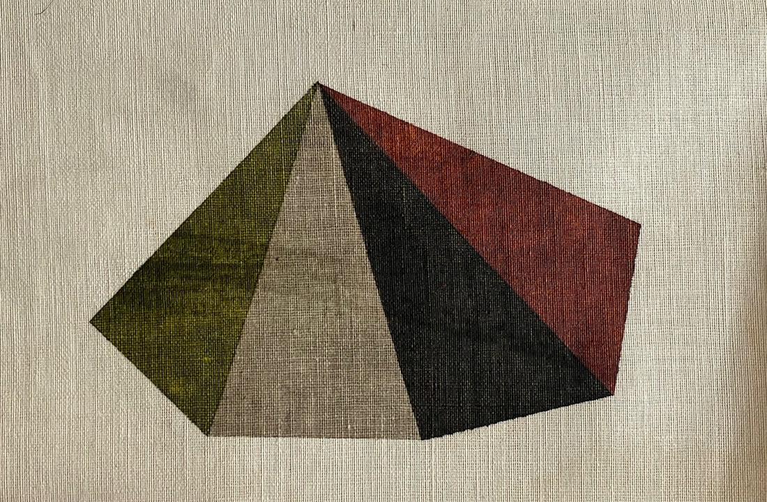 Vintage Abstract Geometric Oil Painting: Vintage Abstract Oil Painting. Unframed. Size: 7 x 4.5” approx. Unsigned. Age toning, Edge Roughness. SHIPPING IN THE U.S VIA USPS PRIORITY MAIL $15