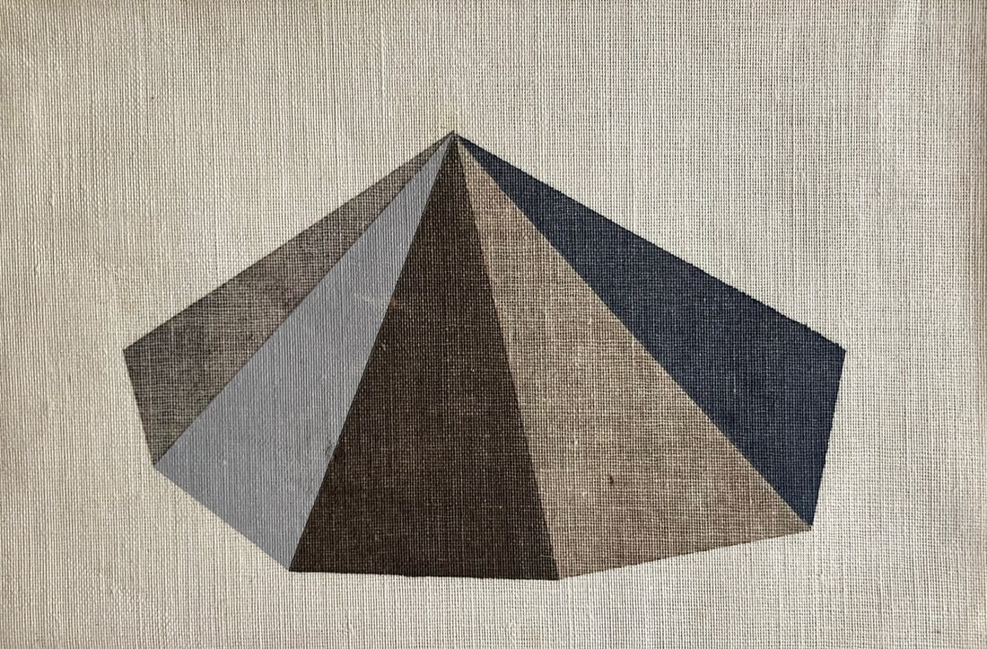 Vintage Abstract Geometric Oil Painting: Vintage Abstract Oil Painting. Unframed. Size: 7 x 4.5” approx. Unsigned. Age toning, Edge Roughness. SHIPPING IN THE U.S VIA USPS PRIORITY MAIL $15