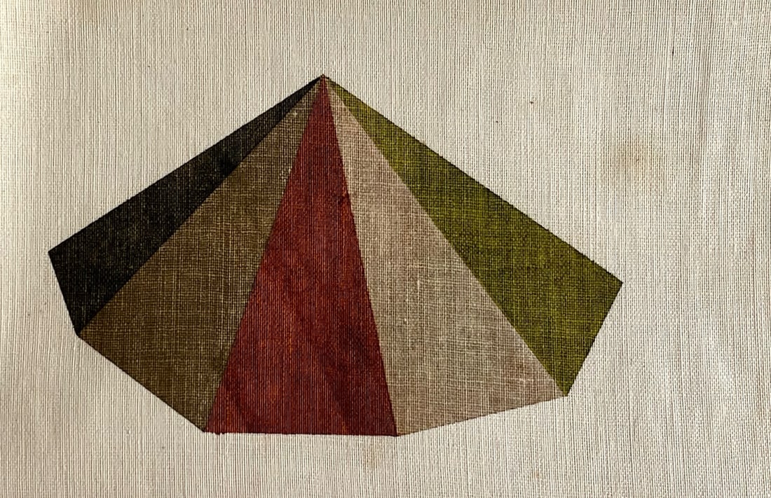 Vintage Abstract Geometric Oil Painting: Vintage Abstract Oil Painting. Unframed. Size: 7 x 4.5” approx. Unsigned. Age toning, Edge Roughness. SHIPPING IN THE U.S VIA USPS PRIORITY MAIL $15