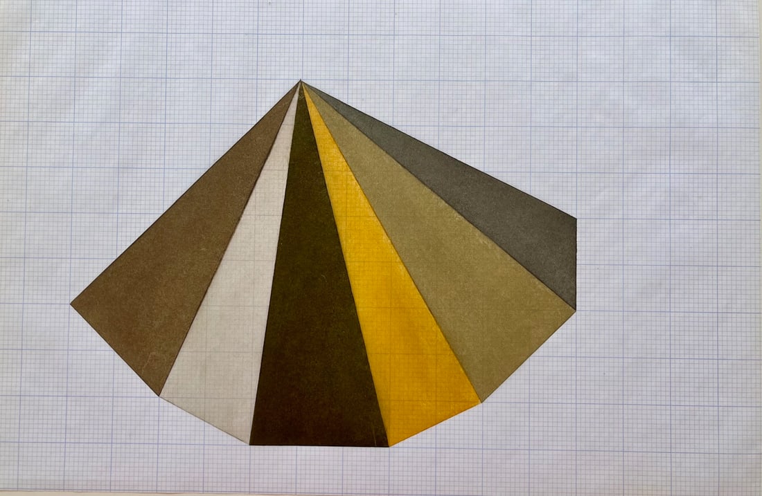 Vintage Abstract Geometric Oil Painting On Tracing Paper: Vintage Abstract Oil Painting on Tracing Paper . Unframed. Size: 17 x 11” approx. Unsigned. Age toning. SHIPPING IN THE U.S VIA USPS PRIORITY MAIL $20