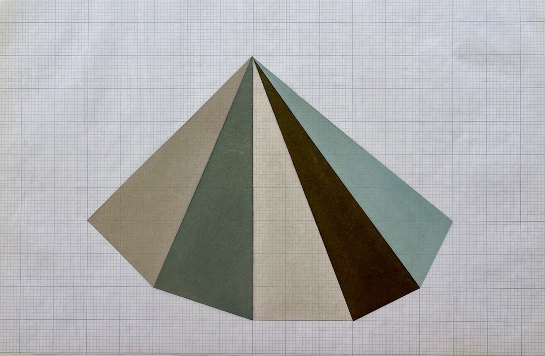 Vintage Abstract Geometric Oil Painting On Tracing Paper: Vintage Abstract Oil Painting on Tracing Paper . Unframed. Size: 17 x 11” approx. Unsigned. Age toning. SHIPPING IN THE U.S VIA USPS PRIORITY MAIL $20