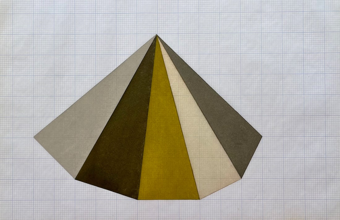 Vintage Abstract Geometric Oil Painting On Tracing Paper: Vintage Abstract Oil Painting on Tracing Paper . Unframed. Size: 17 x 11” approx. Unsigned. Age toning. SHIPPING IN THE U.S VIA USPS PRIORITY MAIL $20