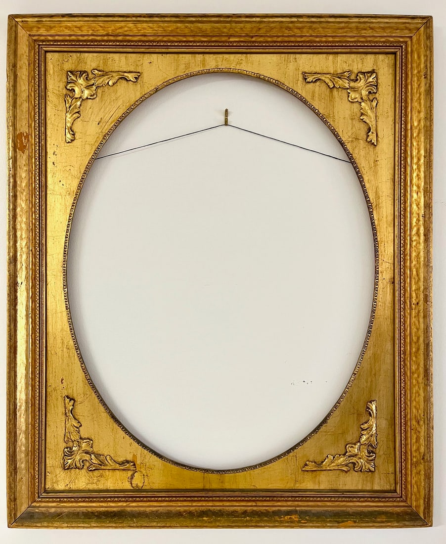 Antique Gilt Wood Oval Portrait Frame Louis XVI / Neoclassical Style 29 X 35: Antique gilt wood oval portrait frame, late 19th to early 20th century, in the Louis XVI / Neoclassical style.Overall frame size: 29 x 35 inchesOval sight opening: approximately 21 x 27 inchesFits
