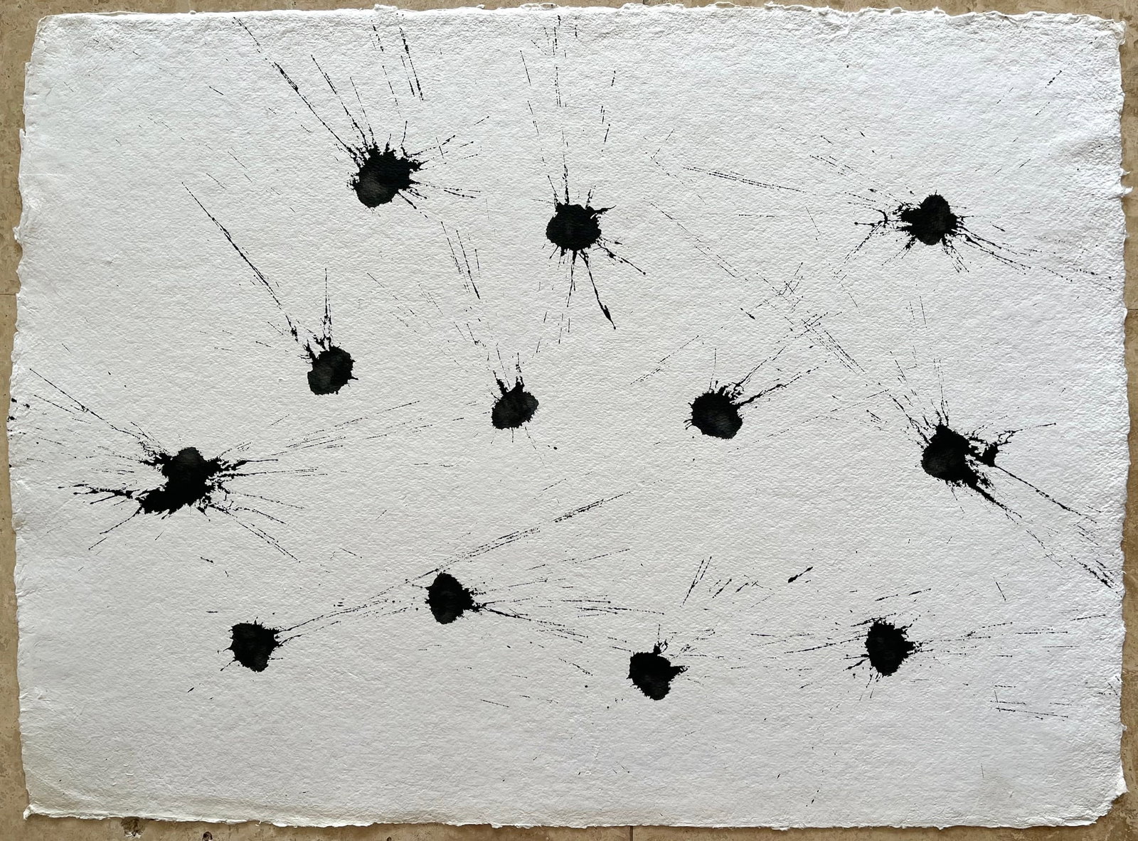 ORIGINAL MINIMALIST LARGE INK ON HANDMADE PAPER PAINTING: SIZE: 22.5X30 INCHES APPROX. DRAWING IS UNFRAMED. SHIPPING IN THE U.S VIA USPS PRIORITY MAIL $25