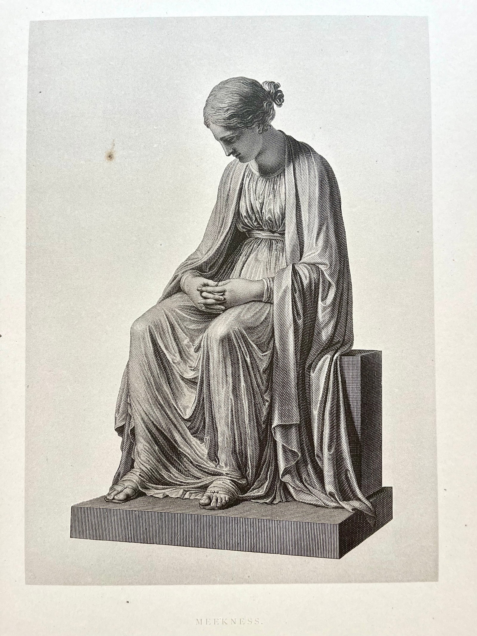 ANTIQUE PRINT AFTER ANTONIO CANOVA NEOCLASSICAL STATUE MEEKNESS: ANTIQUE PRINT AFTER ANTONIO CANOVA. Print is sold Unframed. Size: 13.5 X 10.57 inches approx. Printed Circa 1876. SHIPPING IN THE U.S VIA USPS PRIORITY MAIL $15