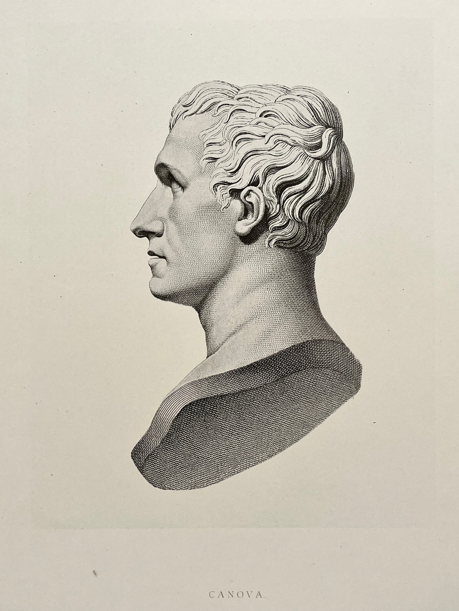 ANTIQUE PRINT AFTER ANTONIO CANOVA NEOCLASSICAL BUST: ANTIQUE PRINT AFTER ANTONIO CANOVA. Print is sold Unframed. Size: 13.5 X 10.57 inches approx. Printed Circa 1876. SHIPPING IN THE U.S VIA USPS PRIORITY MAIL $15