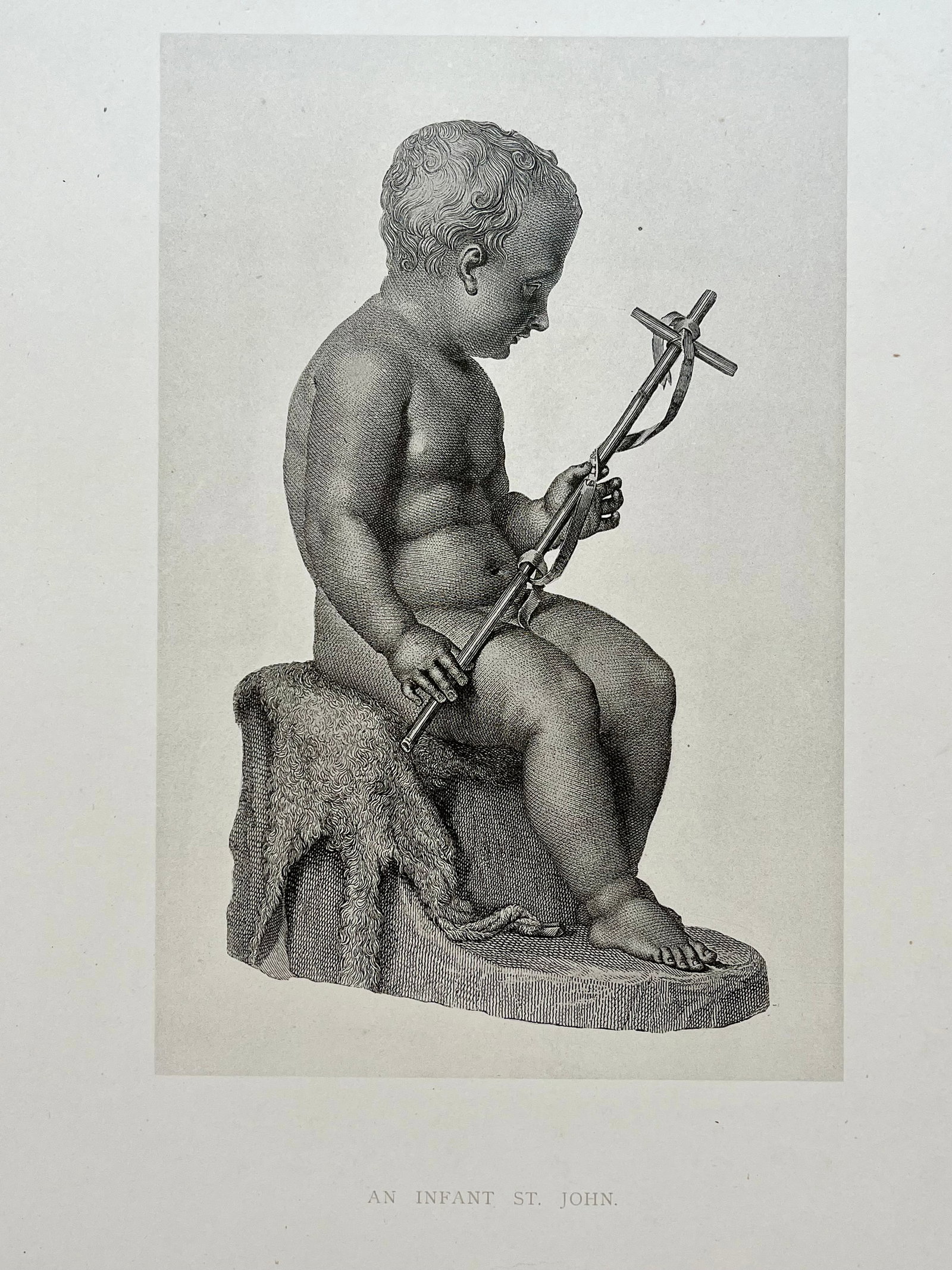 ANTIQUE PRINT AFTER ANTONIO CANOVA NEOCLASSICAL AN INFANT ST JOHN: ANTIQUE PRINT AFTER ANTONIO CANOVA. Print is sold Unframed. Size: 13.5 X 10.57 inches approx. Printed Circa 1876. SHIPPING IN THE U.S VIA USPS PRIORITY MAIL $15