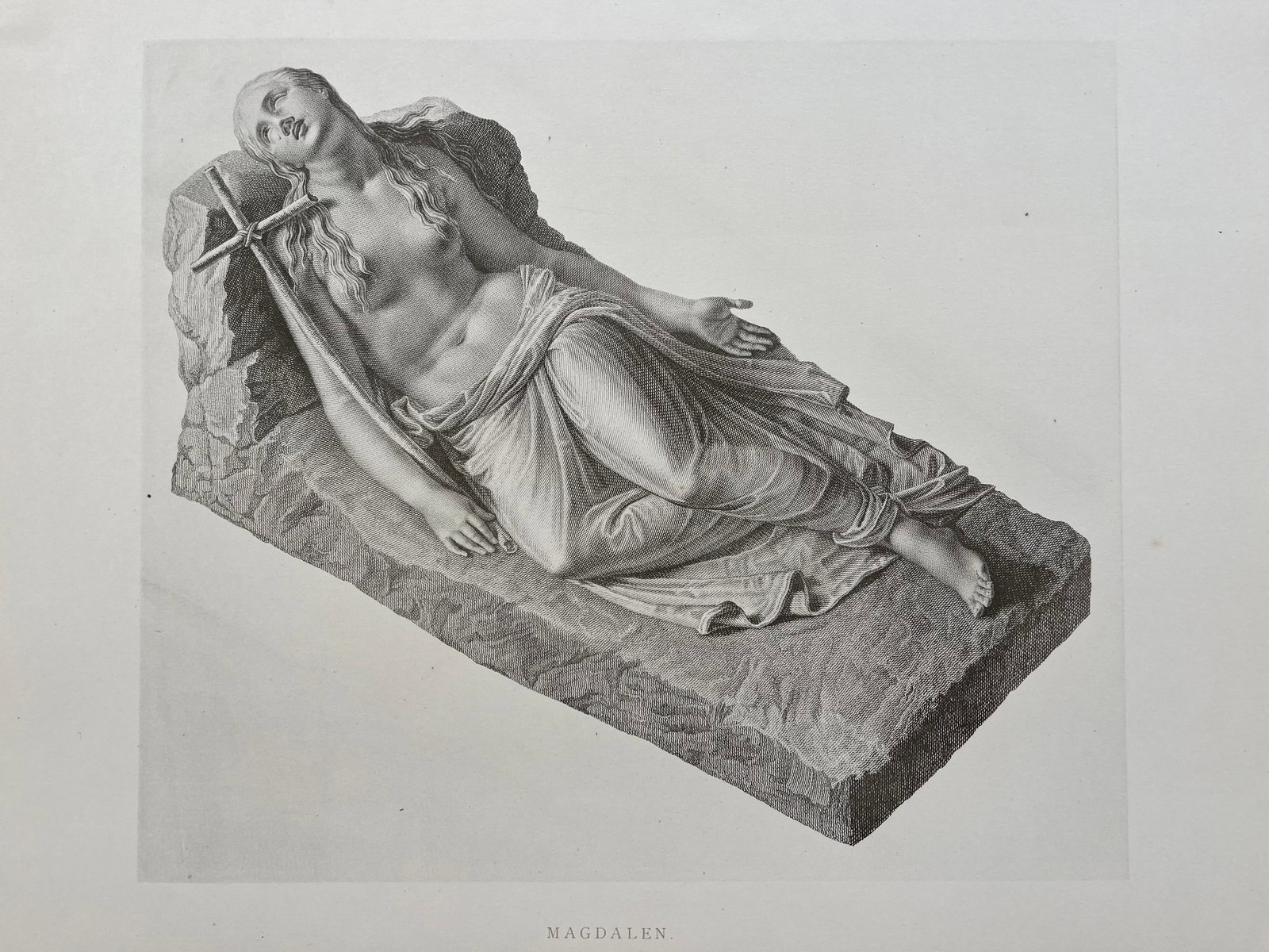 ANTIQUE PRINT AFTER ANTONIO CANOVA NEOCLASSICAL MAGDALEN: ANTIQUE PRINT AFTER ANTONIO CANOVA. Print is sold Unframed. Size: 13.5 X 10.57 inches approx. Printed Circa 1876. SHIPPING IN THE U.S VIA USPS PRIORITY MAIL $15