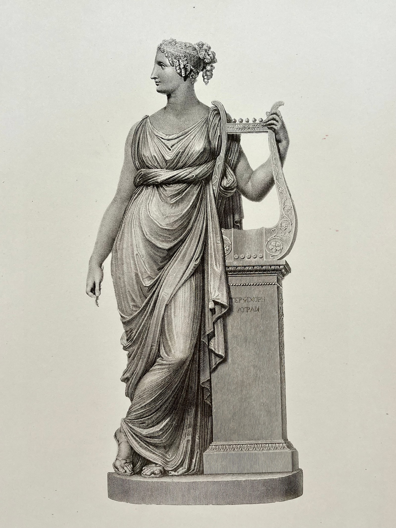 ANTIQUE PRINT AFTER ANTONIO CANOVA NEOCLASSICAL STATUE TERPSICHORE: ANTIQUE PRINT AFTER ANTONIO CANOVA. Print is sold Unframed. Size: 13.5 X 10.57 inches approx. Printed Circa 1876. SHIPPING IN THE U.S VIA USPS PRIORITY MAIL $15