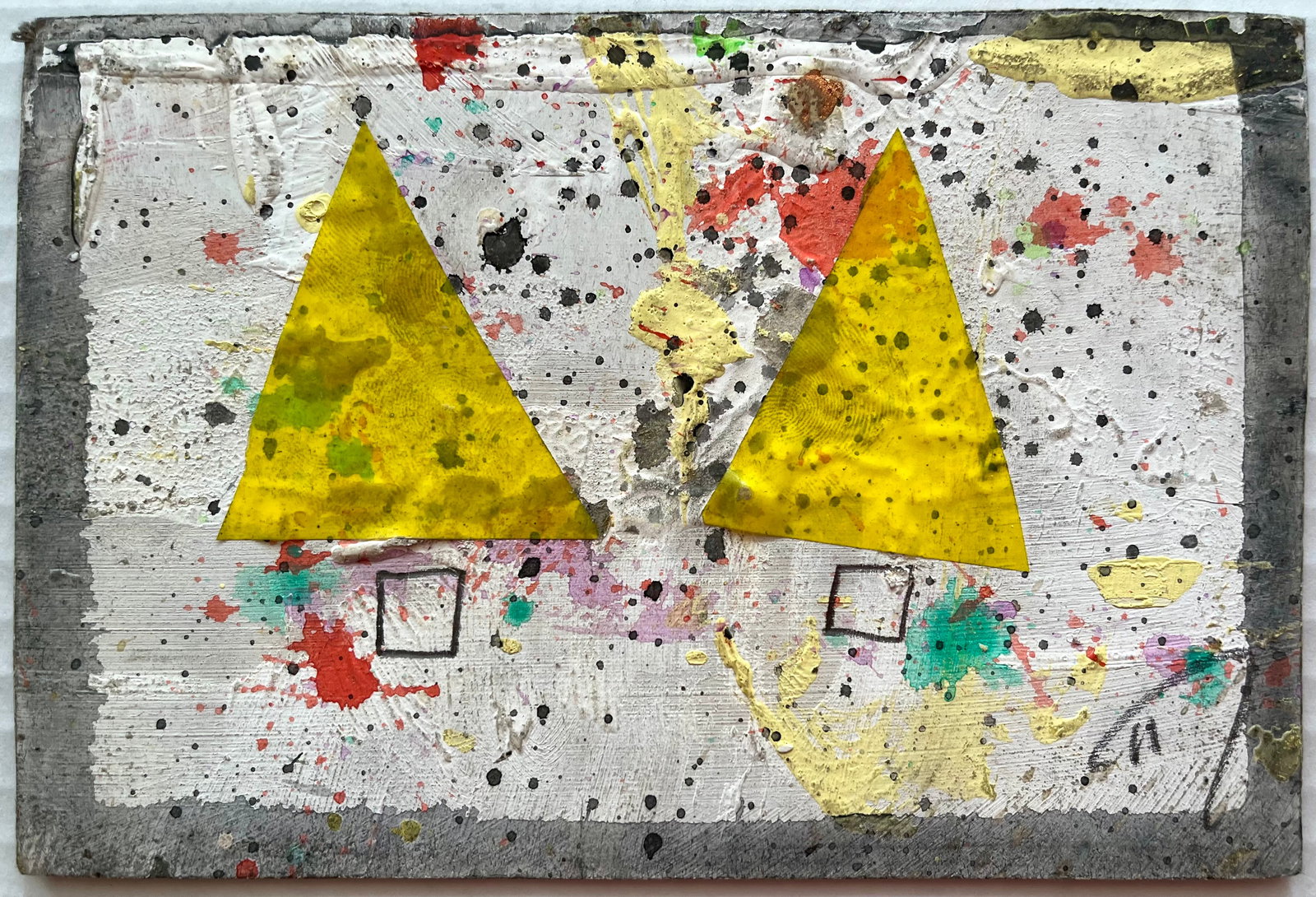 ART BRUT NAIVE MIXED MEDIA: ORIGINAL MIXED MEDIA ON PAPER. SIZE: 4X6 INCHES. PAINTING IS UNFRAMED. SHIPPING IN THE U.S VIA USPS PRIORITY MAIL $12