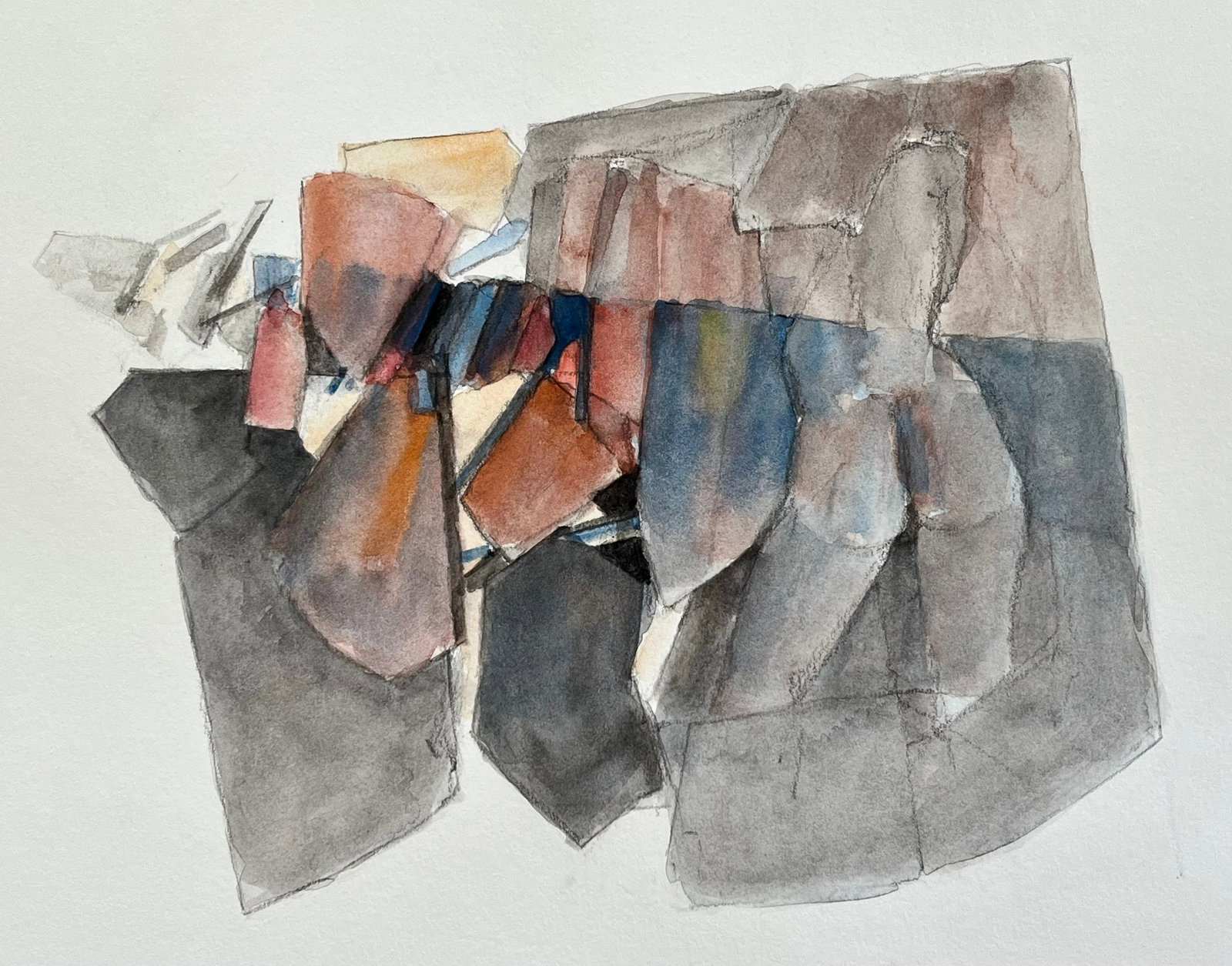 ORIGINAL ABSTRACT FRENCH WATERCOLOR: French Watercolor on Paper. Size: 9.5 x 12.5 inches approx. Painting is Unframed. Shipping via USPS Priority Mail $16.