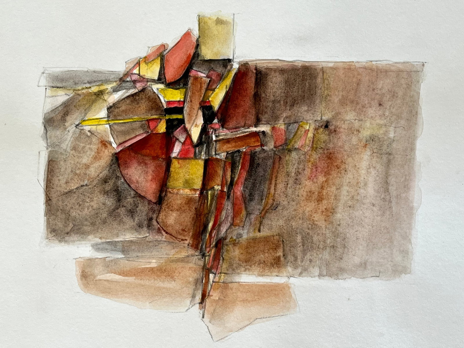 ORIGINAL ABSTRACT FRENCH WATERCOLOR: French Watercolor on Paper. Size: 9.5 x 12.5 inches approx. Painting is Unframed. Shipping via USPS Priority Mail $16.