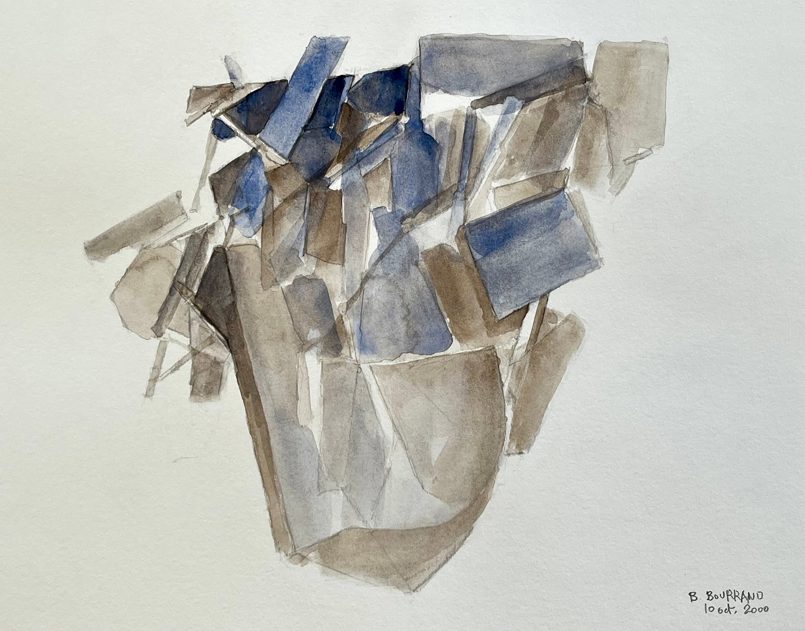 ORIGINAL ABSTRACT FRENCH WATERCOLOR: French Watercolor on Paper. Size: 9.5 x 12.5 inches approx. Painting is Unframed. Shipping via USPS Priority Mail $16.