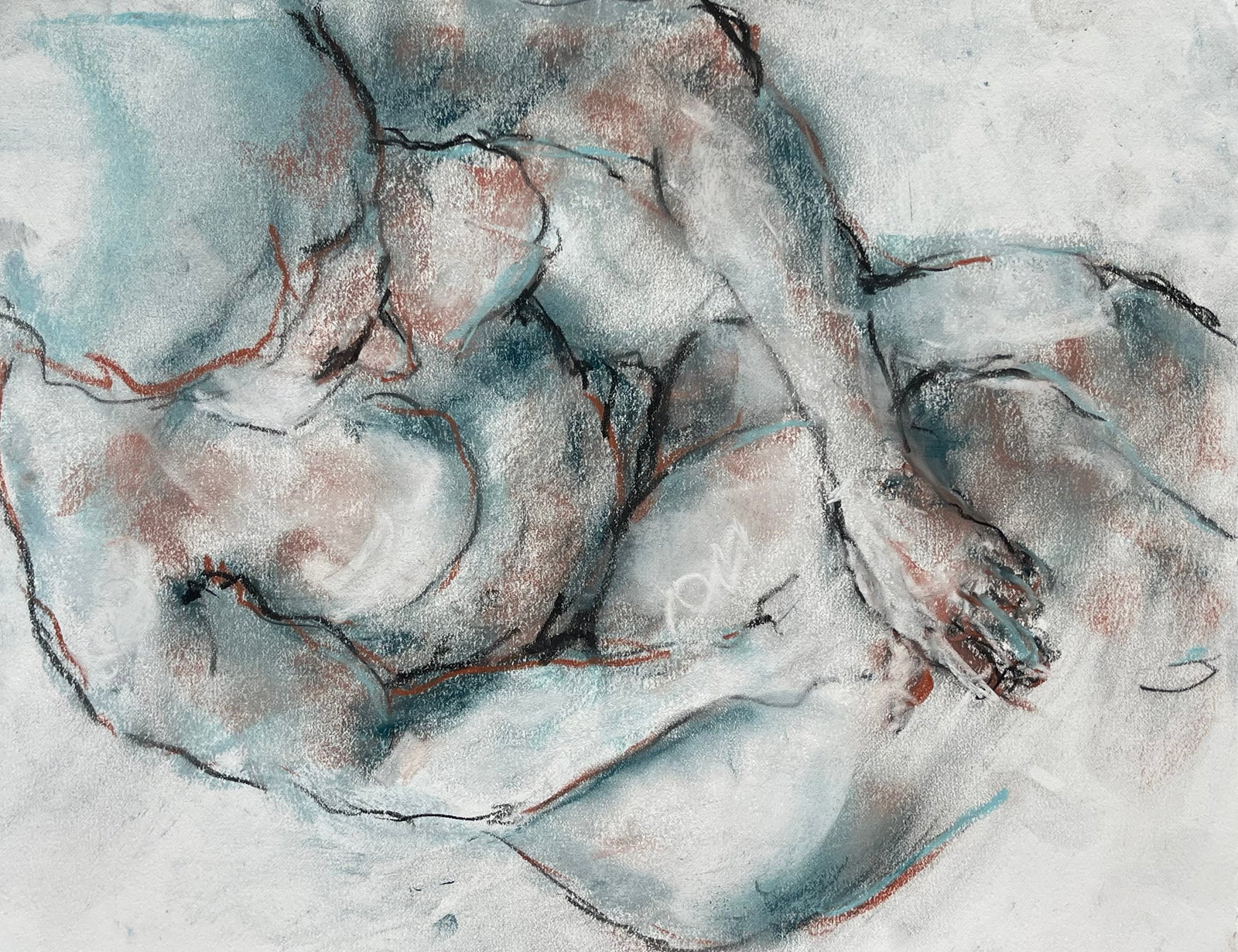 ABSTRACT MODERNIST DRAWING RECLINING NUDE (1 of 3)
