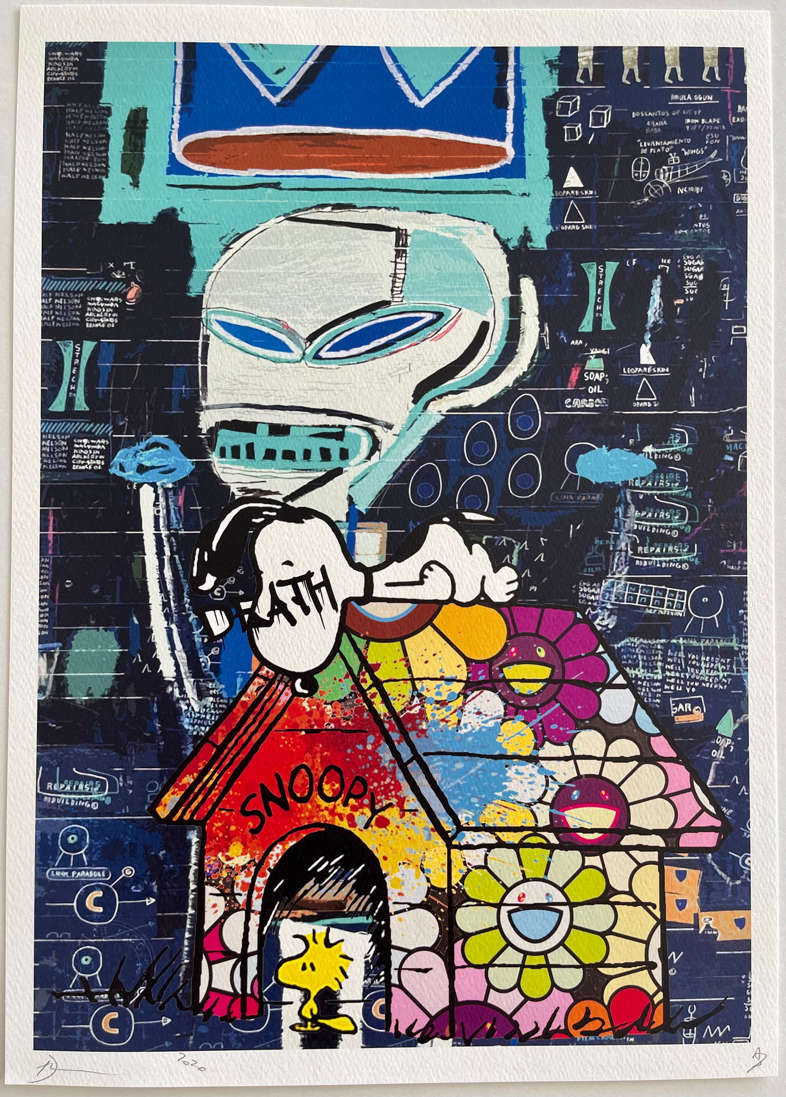 POP ART PRINT GRAFFITI ART SNOOPY: SIZE: 17.5 X 12.5 INCHES APPROX. UNFRAMED. SIGNED SEALED. SHIPPING IN THE U.S VIA USPS PRIORITY MAIL $15