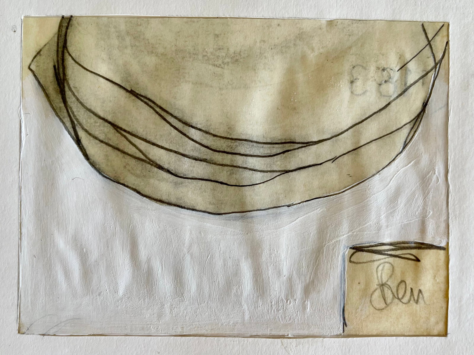 CONTEMPORARY MIXED MEDIA DRAWING: Graphite and acrylic on tracing paper,presented in white paper mount. Painting Size: 5.3 X 4.2 inches approx. Mount Size: 9.5 X 9.5 inches. SHIPPING IN THE U.S VIA USPS PRIORITY MAIL $15
