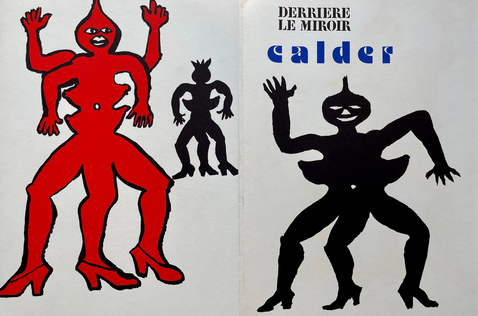 ALEXANDER CALDER ORIGINAL VINTAGE DERRIERE LE MIROIR COVER LITHOGRAPH: Alexander Calder Original Derriere Le Miroir lithograph. Size: 11 X 15 Inches. Total open sheet size: 22 X 15 Inches Approximately. Unframed. PRINTED FRANCE 1975. MAEGHT EDITEUR. SHIPPING IN THE U.S V