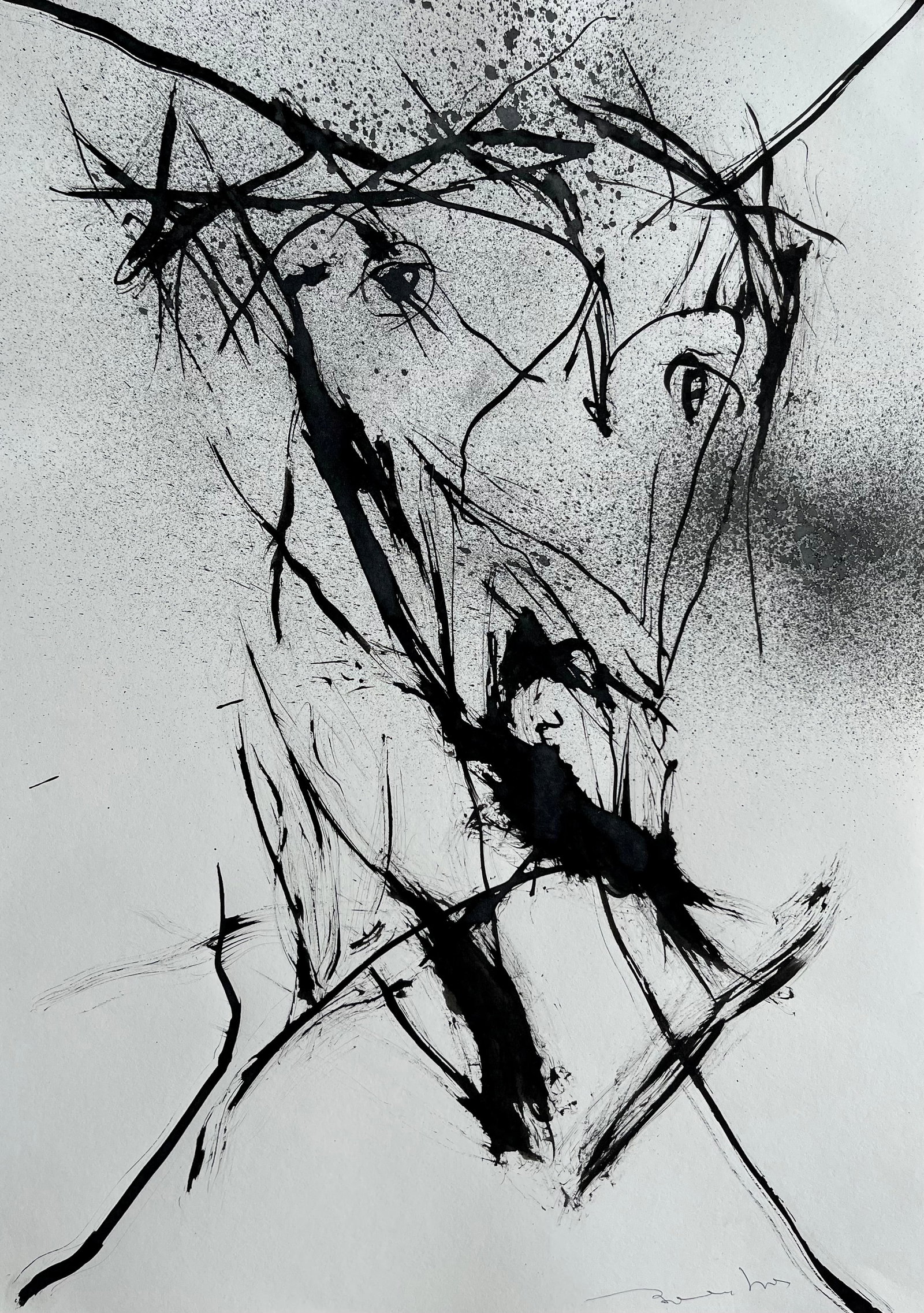 FRENCH ABSTRACT DRAWING ON PAPER: FRENCH ORIGINAL DRAWING ON PAPER. SIZE: 16.5 X 11.5 inches approx. UNFRAMED. SHIPPING IN THE U.S VIA USPS PRIORITY MAIL $14