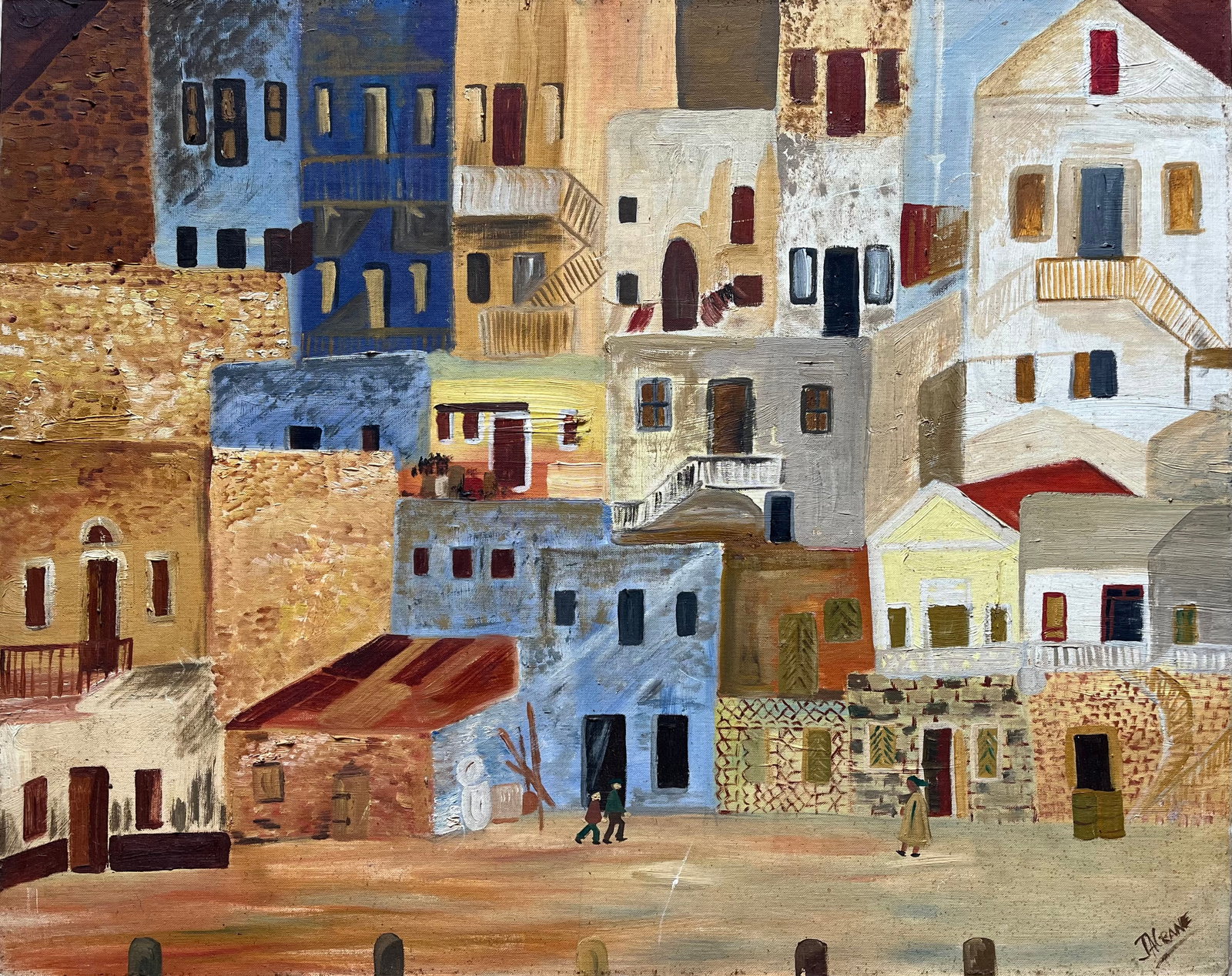 MID CENTURY ABSTRACT PAINTING: ORIGINAL OIL ON BOARD PAINTING. SIGNED LOWER RIGHT J.A CRANE. NO FRAME. SIZE: 30 X 24 Inches. THERE'S A SCRATCH ON THE PAINTING, SOME CRACKELATION. REFER TO PICTURES FOR DETAILED CONDITION. SHIPPING I