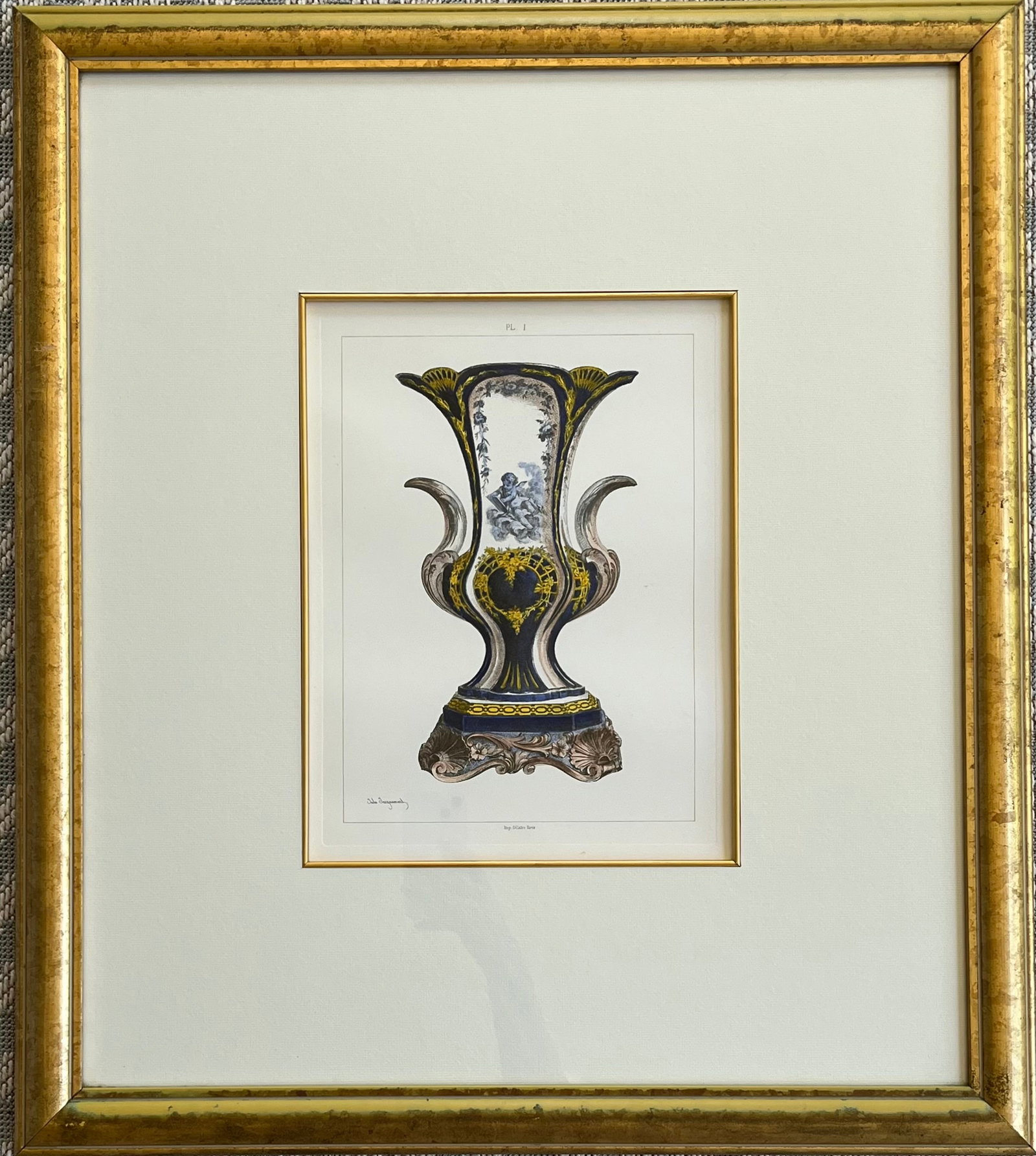 JULES JACQUEMART FRAMED ETCHING FRENCH PORCELAIN (1 of 7)