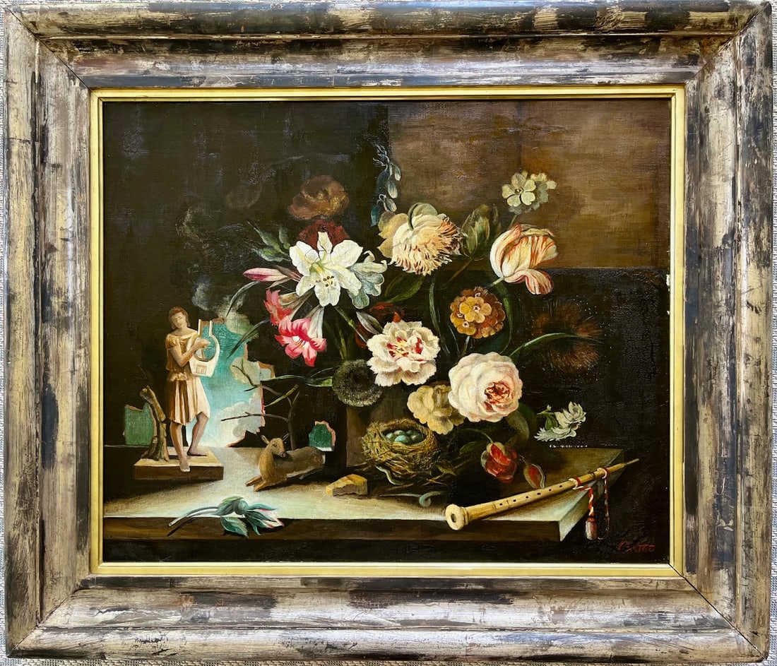 ORIGINAL FLORAL STILL LIFE OIL ON CANVAS SIGNED CASTOU (Germany, 1899 - 1978) (1 of 8)