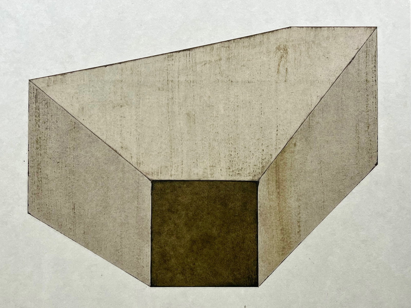 Vintage Geometric Abstract Minimalist Painting: Vintage abstract oil painting on cardboard featuring a geometric, architectural composition in earthy tones. Minimalist, mid-century. Unframed. Approx. 11.7 x 9 inches. Unsigned. SHIPPING IN THE U.S V