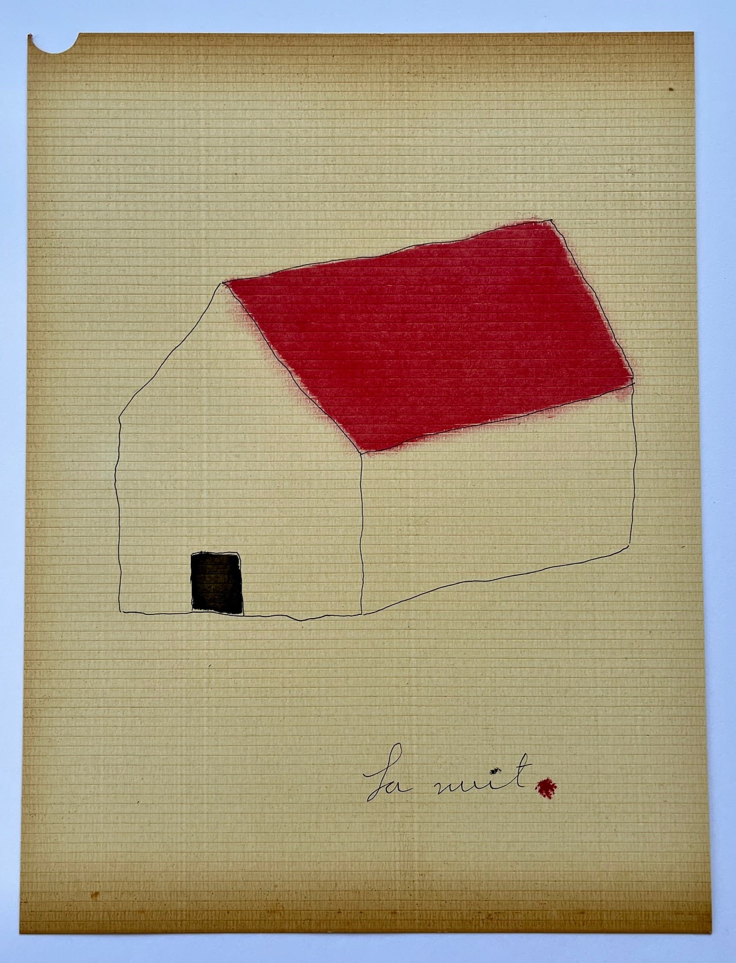 FRENCH NAIVE MINIMALIST DRAWING "LA NUIT": ORIGINAL DRAWING INK AND OIL ON THICK PAPER. UNFRAMED. SIZE: 11 X 8.5 Inches approx. SHIPPING IN THE U.S VIA USPS PRIORITY MAIL $18.