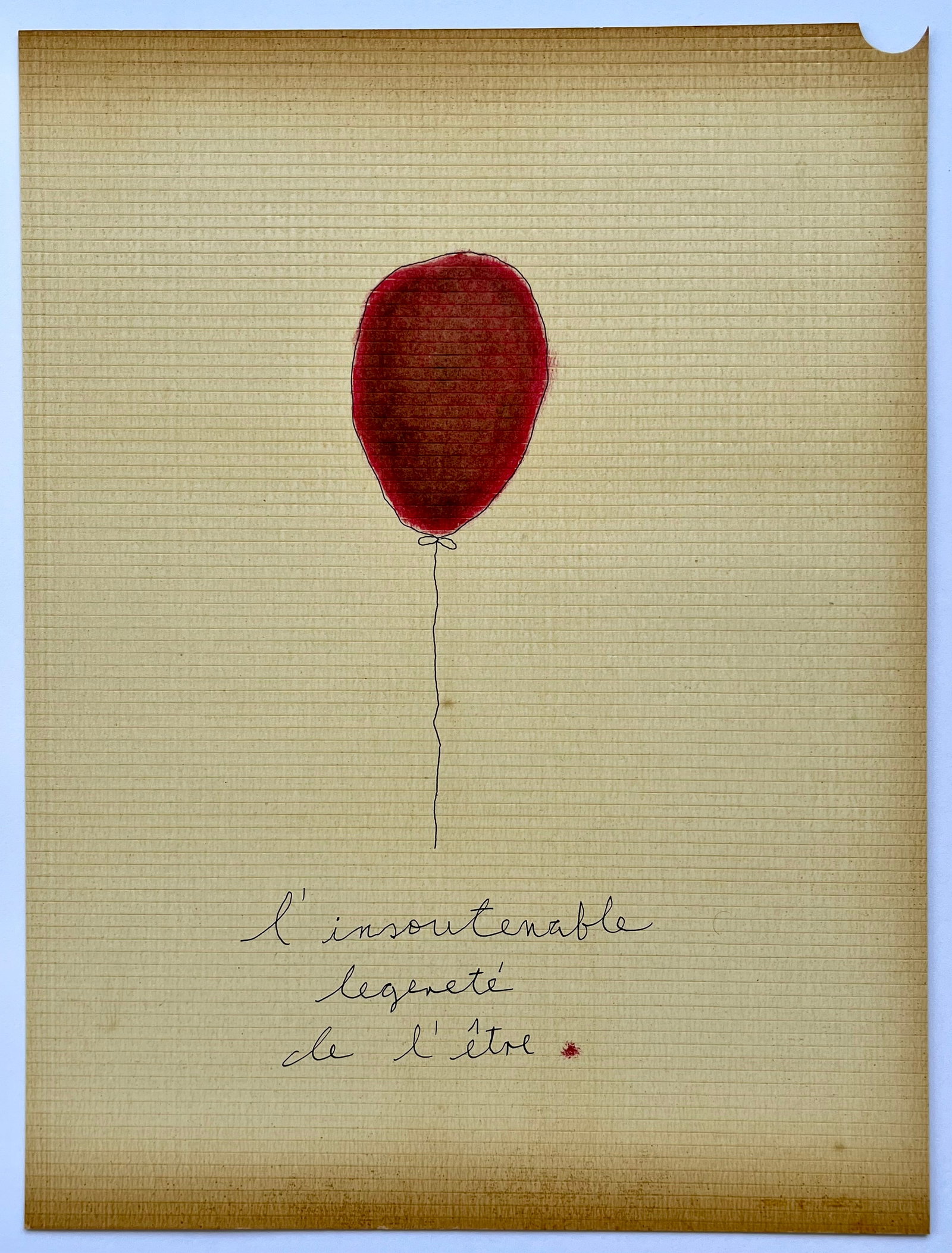FRENCH NAIVE MINIMALIST DRAWING "L' INSOUTENABLE LEGERETE DE L'ETRE": ORIGINAL DRAWING INK AND OIL ON THICK PAPER. UNFRAMED. SIZE: 11 X 8.5 Inches approx. SHIPPING IN THE U.S VIA USPS PRIORITY MAIL $18.