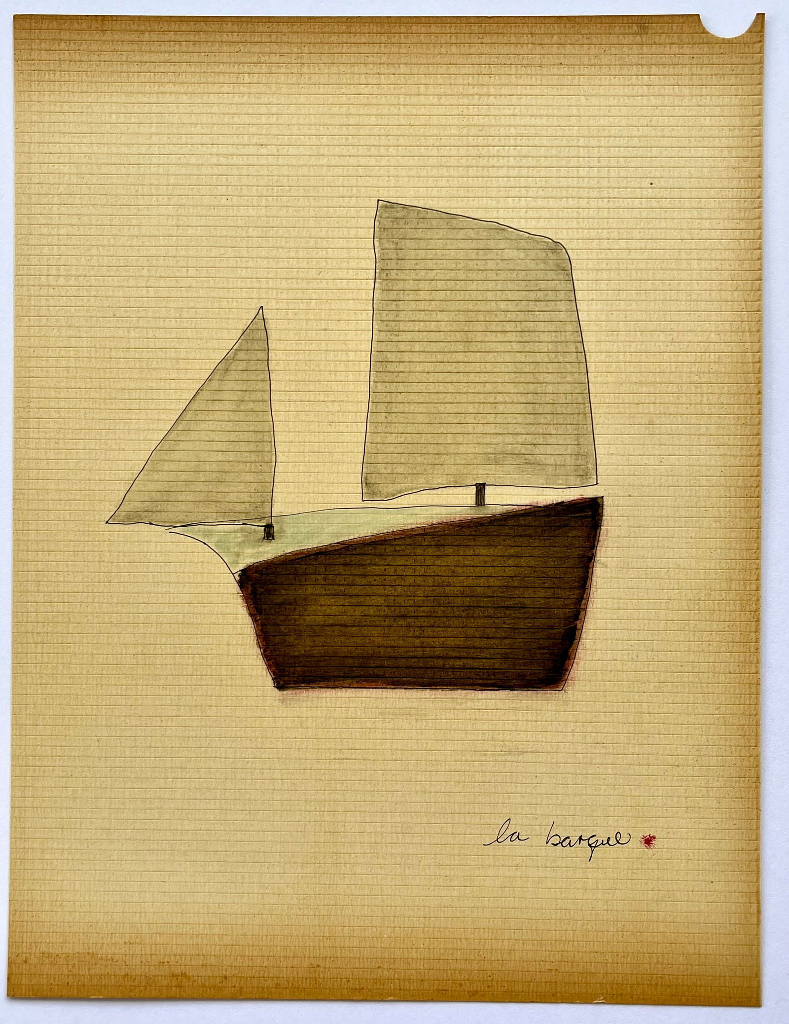 FRENCH NAIVE MINIMALIST DRAWING "LA BARQUE": ORIGINAL DRAWING INK AND OIL ON THICK PAPER. UNFRAMED. SIZE: 11 X 8.5 Inches approx. SHIPPING IN THE U.S VIA USPS PRIORITY MAIL $18.