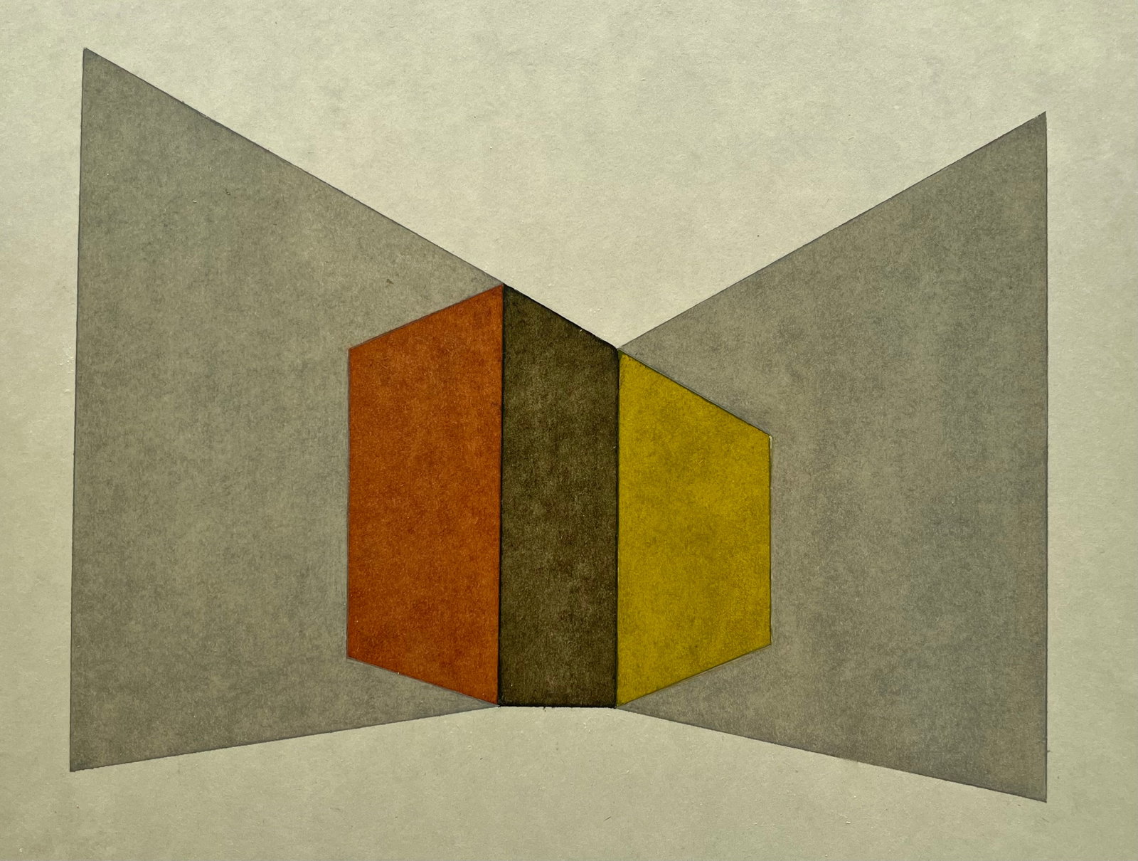 VINTAGE GEOMETRIC MINIMALIST PAINTING: MID-CENTURY OIL ON THICK PAPER. SIZE: 9.5 X 8.5 INCHES APPROX. UNSIGNED. UNFRAMED. SHIPPING IN THE U.S VIA USPS PRIORITY MAIL $15
