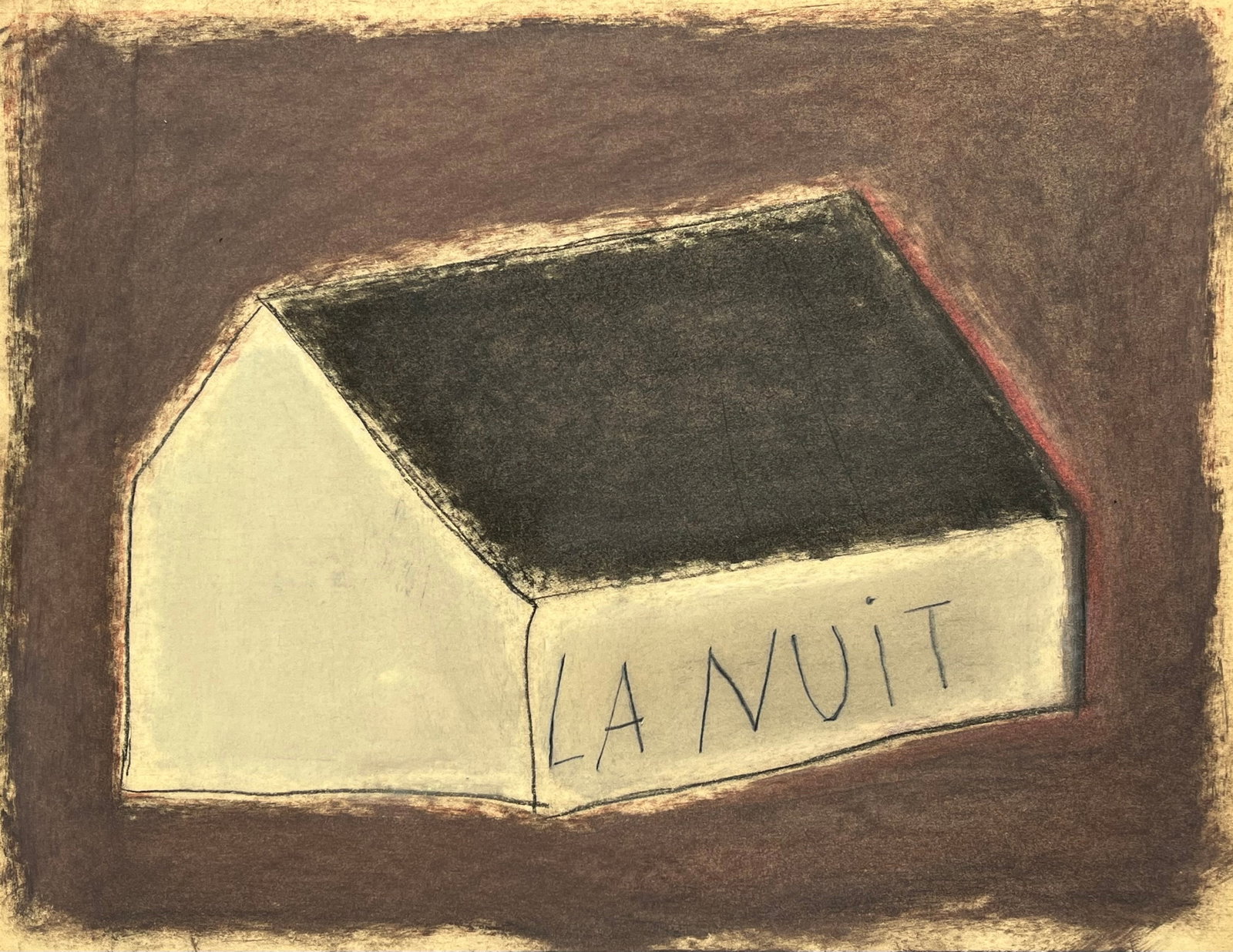 VINTAGE FRENCH NAIVE PAINTING "LA NUIT" (1 of 4)