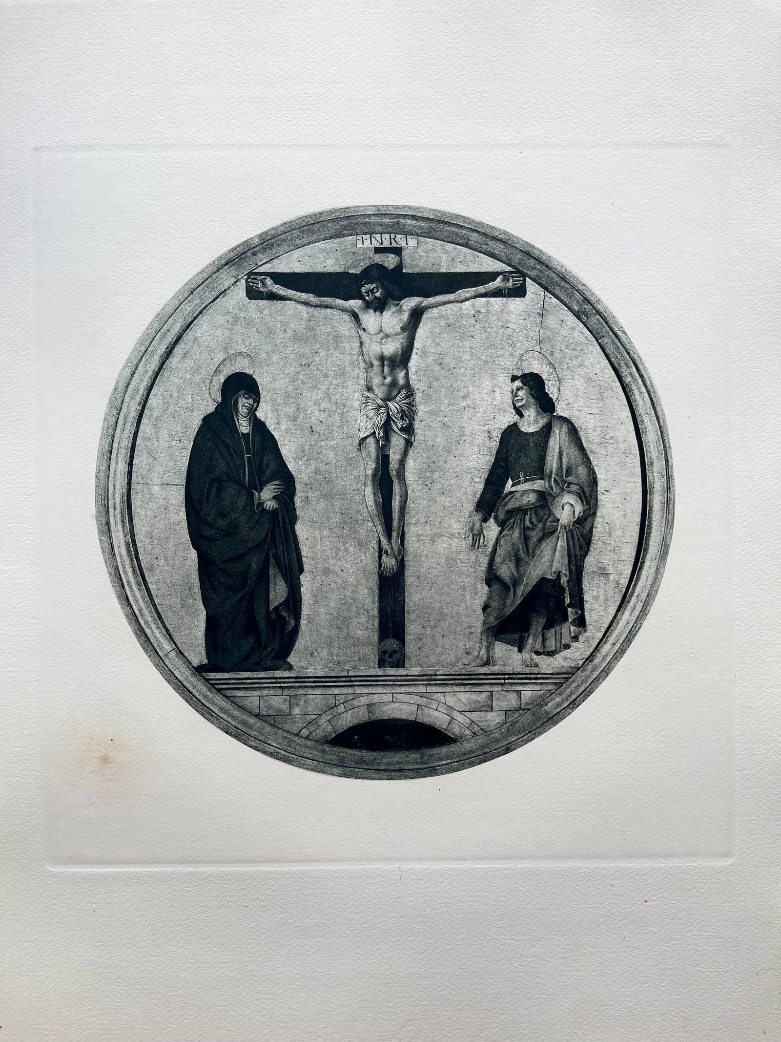 LARGE ETCHING AFTER FRANCESCO COSSA JESUS CRUCIFIXION: Size: 19 X 15 INCHES APPROX. UNFRAMED. Printed in Paris Ca 1928. Shipping In the U.S via USPS Priority Mail $20