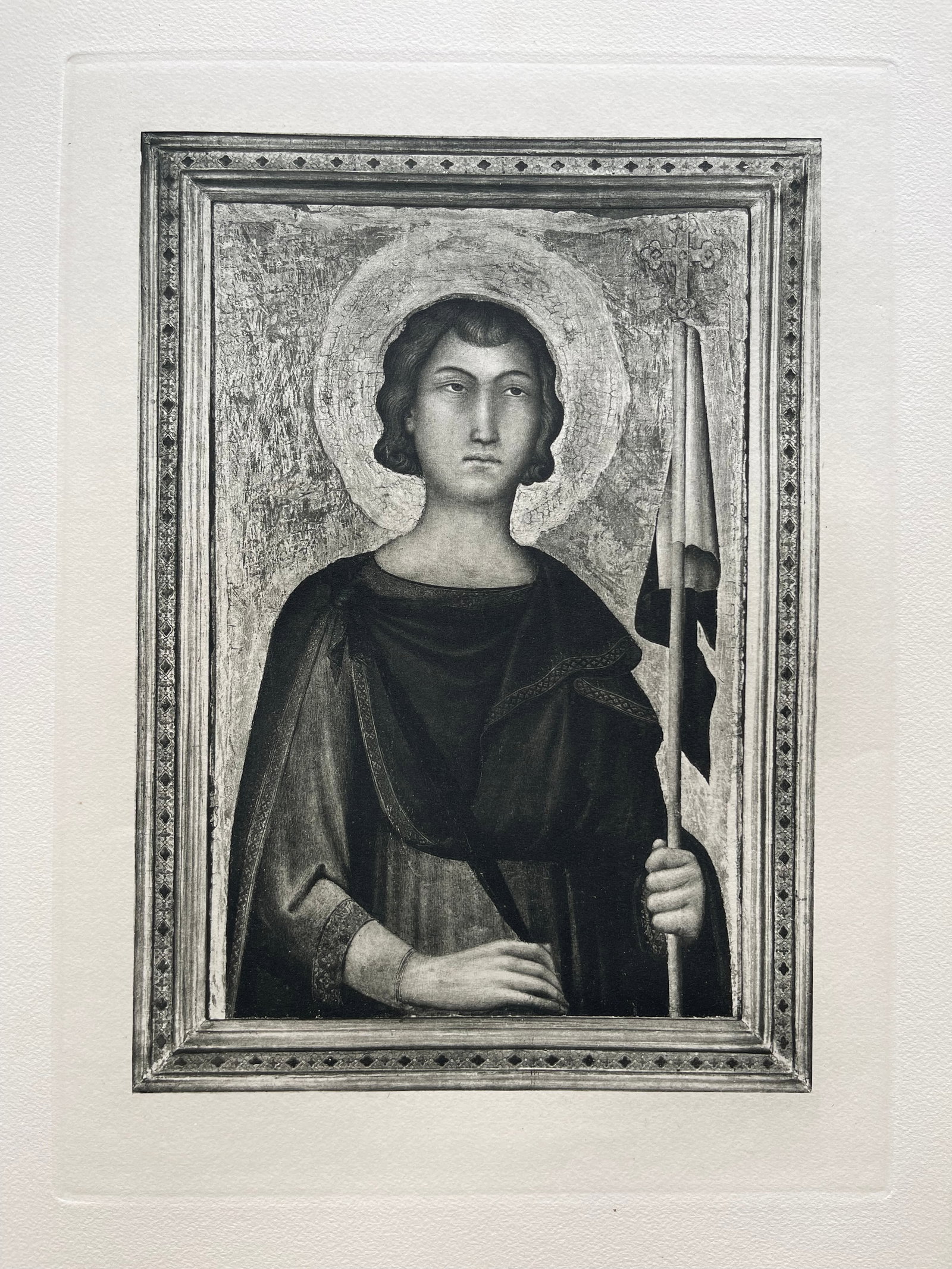 LARGE ETCHING AFTER LIPPO VANNI SAINT ANSANUS: Size: 19 X 15 INCHES APPROX. UNFRAMED. Printed in Paris Ca 1928. Shipping In the U.S via USPS Priority Mail $20