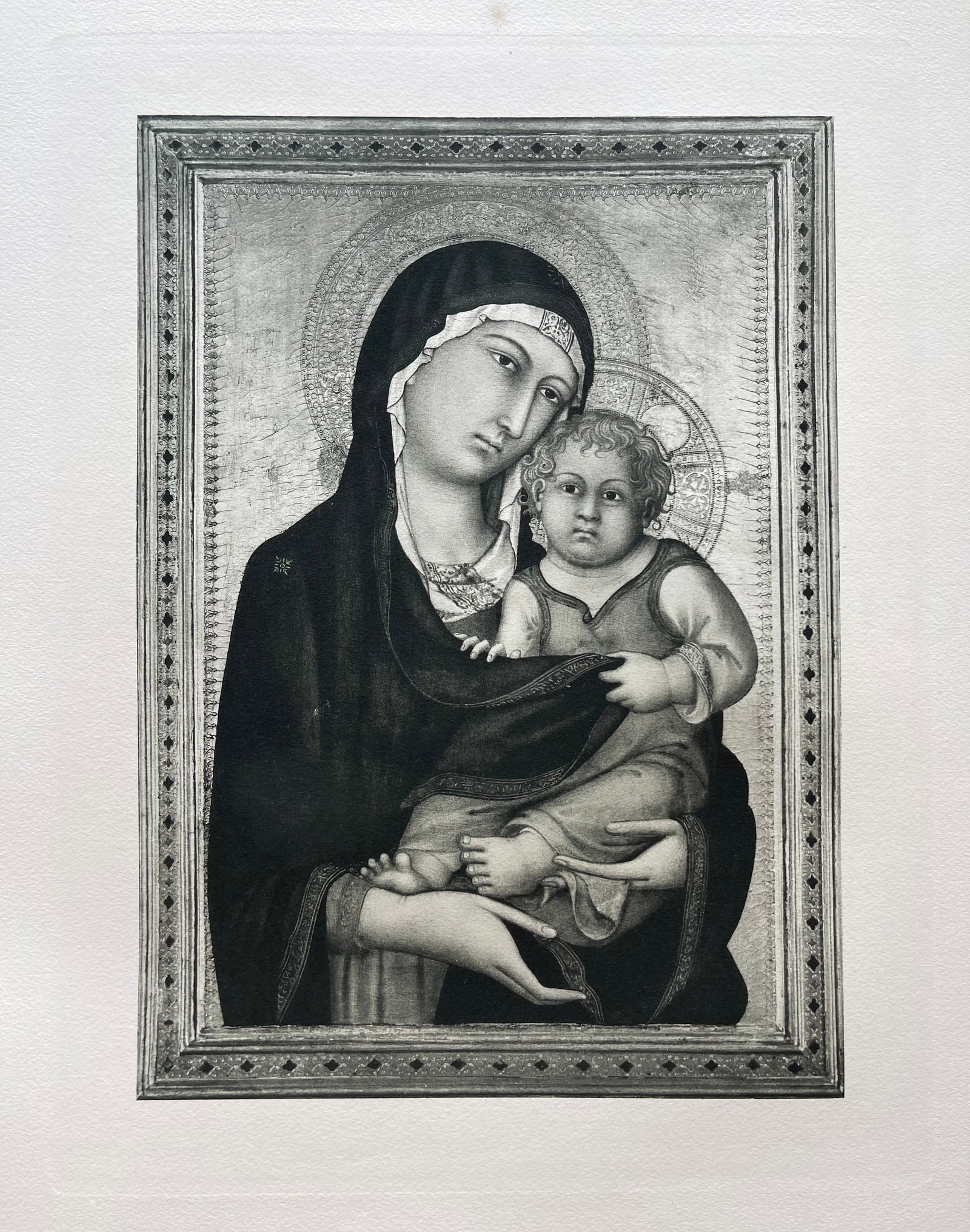 LARGE ETCHING AFTER LIPPO VANNI MADONNA AND CHILD: Size: 19 X 15 INCHES APPROX. UNFRAMED. Printed in Paris Ca 1928. Shipping In the U.S via USPS Priority Mail $20