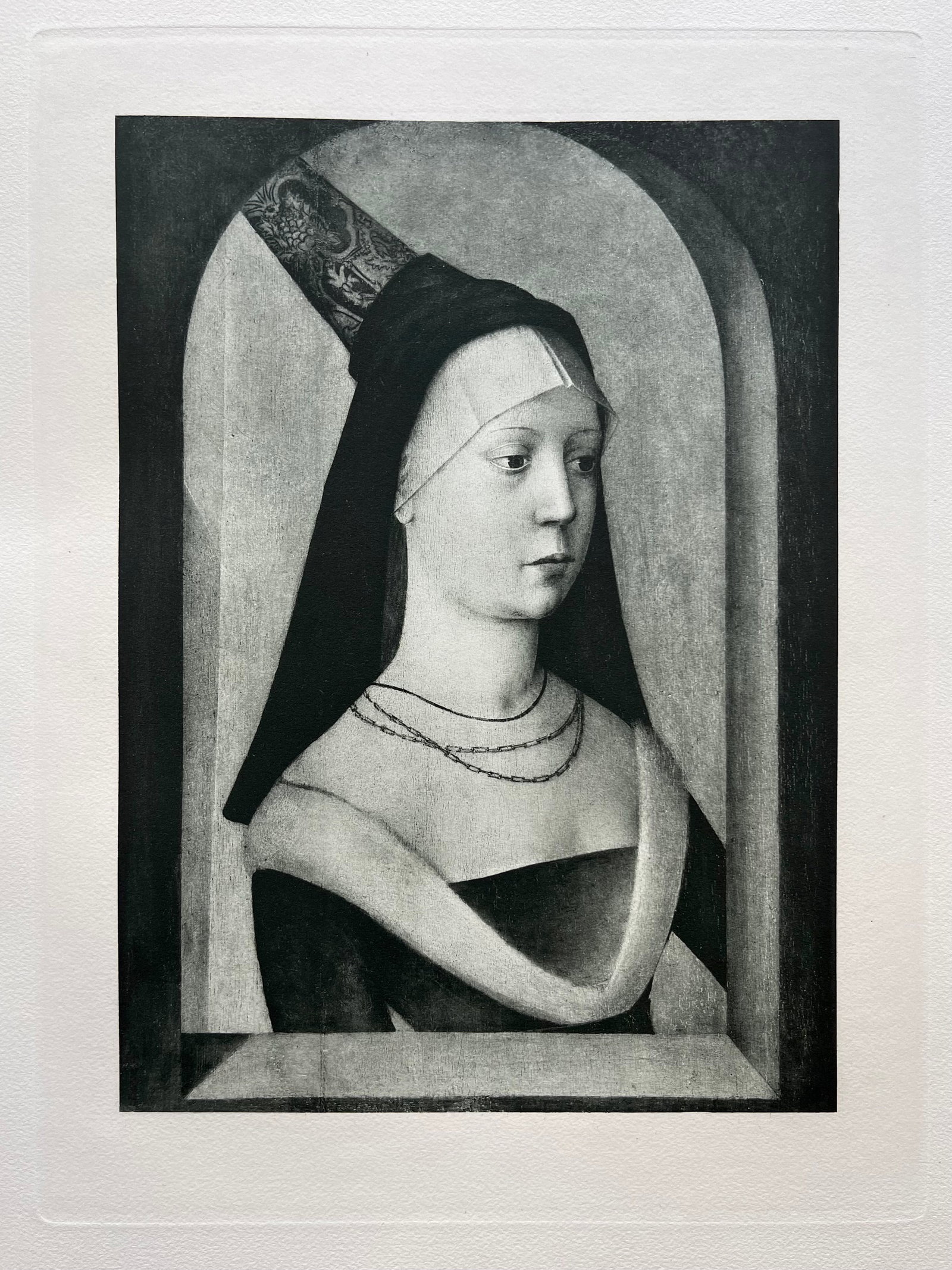 LARGE ETCHING AFTER FRENCH MASTER PORTRAIT OF A WOMAN: Size: 19 X 15 INCHES APPROX. UNFRAMED. Printed in Paris Ca 1928. SHIPPING IN THE U.S VIA USPS PRIORITY MAIL $20
