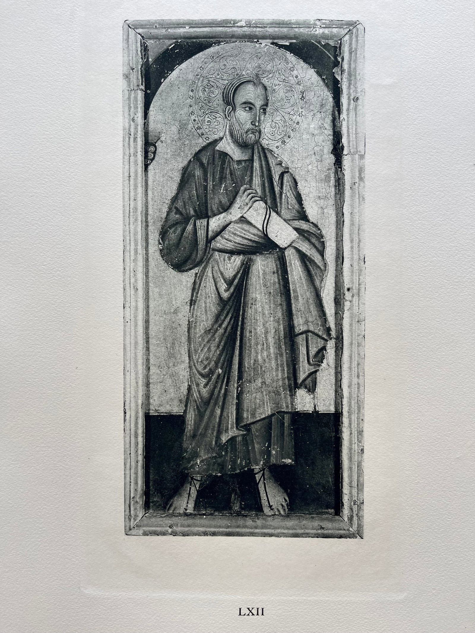 LARGE RELIGIOUS ETCHING AFTER MASTER OF SAINT FRANCIS ST JOHN: PRINT AFTER MASTER OF SAINT FRANCIS ST JAMES. Size: 19 X 15 INCHES APPROX. UNFRAMED. Printed in Paris 1928. SHIPPING IN THE U.S VIA USPS PRIORITY MAIL $20