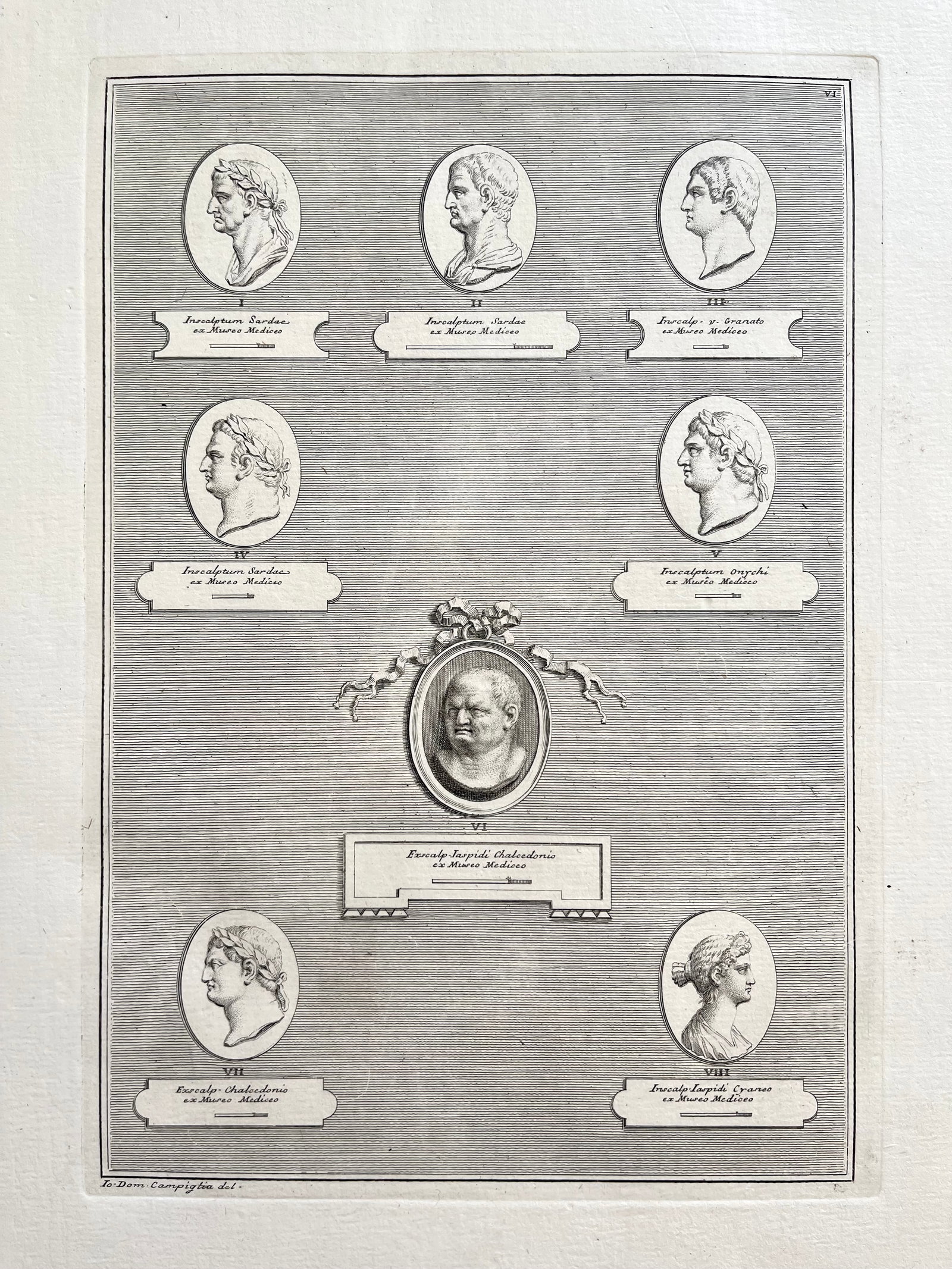 ANTIQUE NEOCLASSICAL ETCHING OF ROMAN CAMEOS: ANTIQUE ORIGINAL 18th Century ENGRAVING OF ROMAN MEDALLIONS. Laid paper. Engraving is Unframed. Size: 17.5 X 13.5 Inches Approx. SHIPPING IN THE U.S VIA USPS PRIORITY MAIL $18