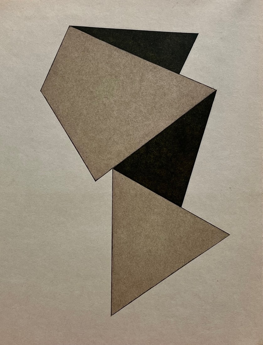 Vintage Geometric French Painting Oil On Paper - Unframed: Original Vintage Suprematist French Painting Oil On Paper - UNFRAMED. Unsigned. Size: 8.5 x 11.5 inches approx. SHIPPING IN THE U.S VIA USPS PRIORITY MAIL $14