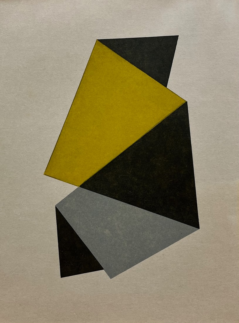 Vintage Geometric French Painting Oil On Paper - Unframed: Original Vintage Suprematist French Painting Oil On Paper - UNFRAMED. Unsigned. Size: 8.5 x 11.5 inches approx. SHIPPING IN THE U.S VIA USPS PRIORITY MAIL $14