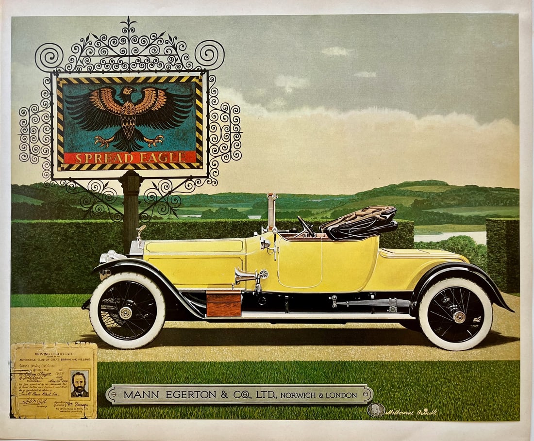 Vintage Rolls-Royce Yellow Two Seater Phaeton - 1914 Automobile Print (1 of 2)
