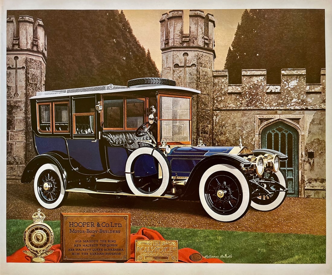 Vintage Rolls-Royce Hooper Limousine - 1911 Automobile Print Car Art: Original vintage print from 1971* Size: 17 x 13 inches* Unframed* Attached/glued to backing paper at 3 corners* Excellent vintage condition with vibrant color and clean presentation SHIPPING IN THE U.