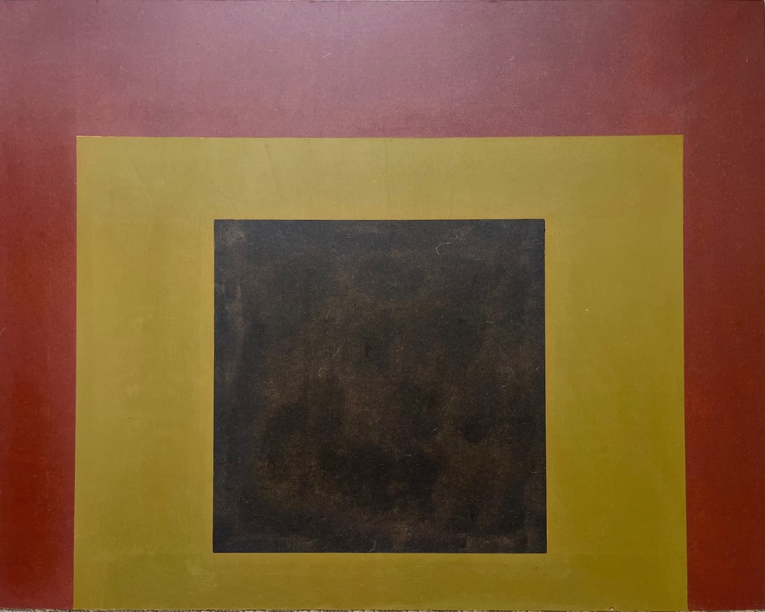 Vintage Minimalist Geometric Oil On Board Painting 22 X 28 inches: Original Vintage geometric abstract oil painting on cardboard. Measures approx. 22 x 28 inches. UNFRAMED. SHIPPING IN THE U.S VIA USPS PRIORITY MAIL $20