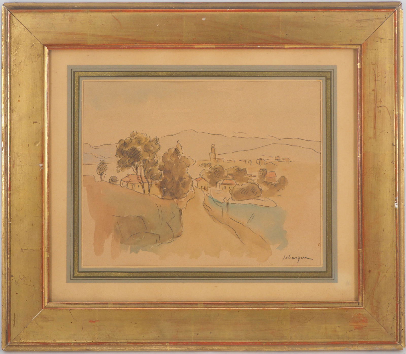 Henri Lebasque: Henri Lebasque (1865 - 1937) Provence : Rue de Village Dessin original à l'encre de Chine Signée en bas à droite Sur papier 16 x 20 cm à vue Présenté dans un cadre baguet