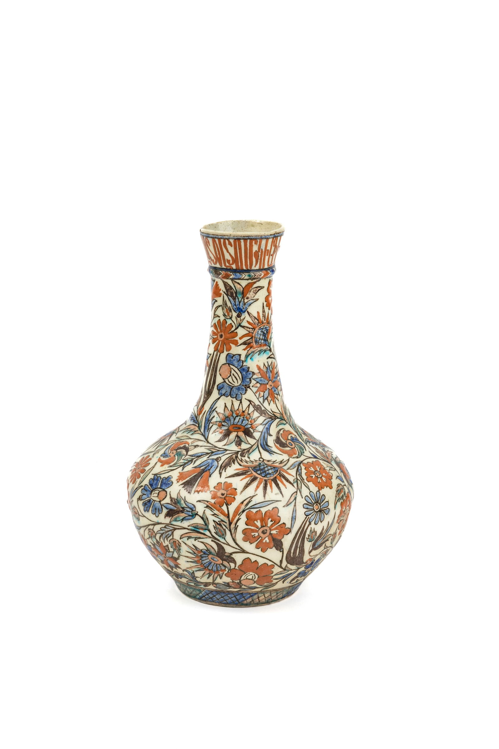 Very elegant glazed ceramic decanterPolychrome floral decoration with beautiful Armenian inscription (1 of 1)