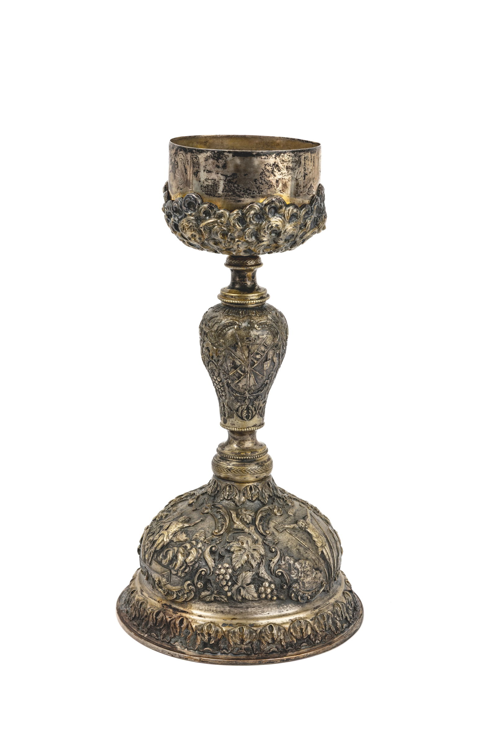 Silver chalice adorned with cherubs in cloudsOn the center bulb, the instruments of the Passion, and (1 of 1)