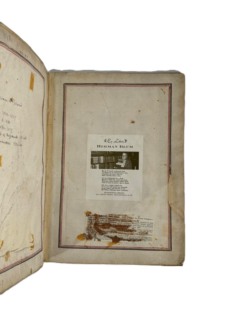 Letter patent of nobility and grant…: Letter patent of nobility and grant of arms Portuguese manuscript, entitled Livro ebrazað das armas fidalguia e nobreza do Liçenceado Pedro Afonso Galvao, Lisbon, 1637. In-folio (31.5 cm). 2