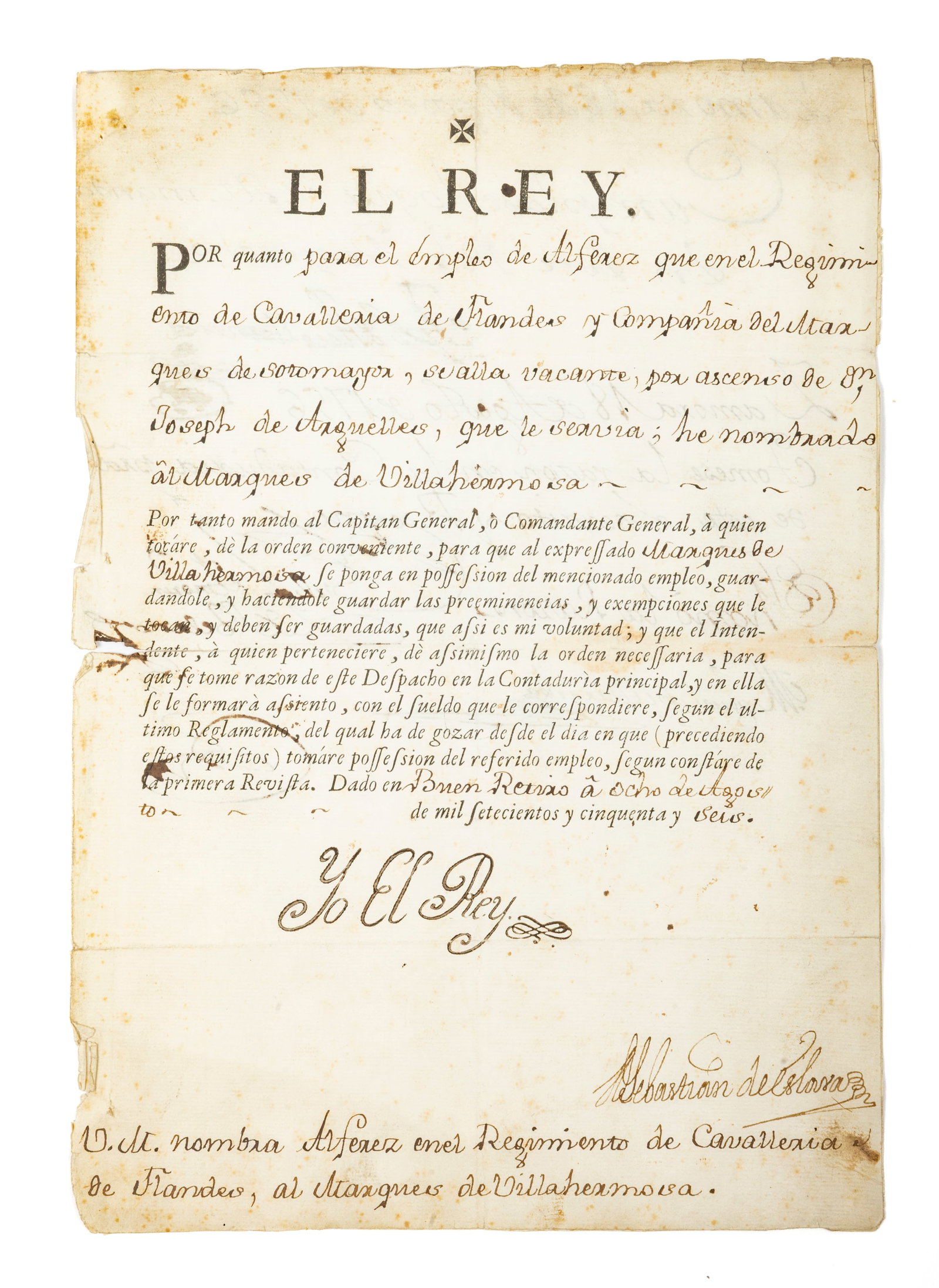 Partly handwritten Portuguese decree, 1756 (1 of 1)