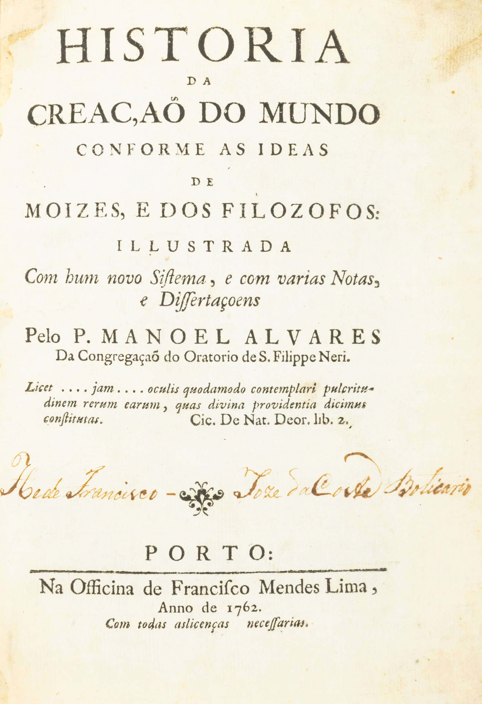 P. Manoel Alvares, Historia da Creaçaõ do Mundo… (1 of 3)