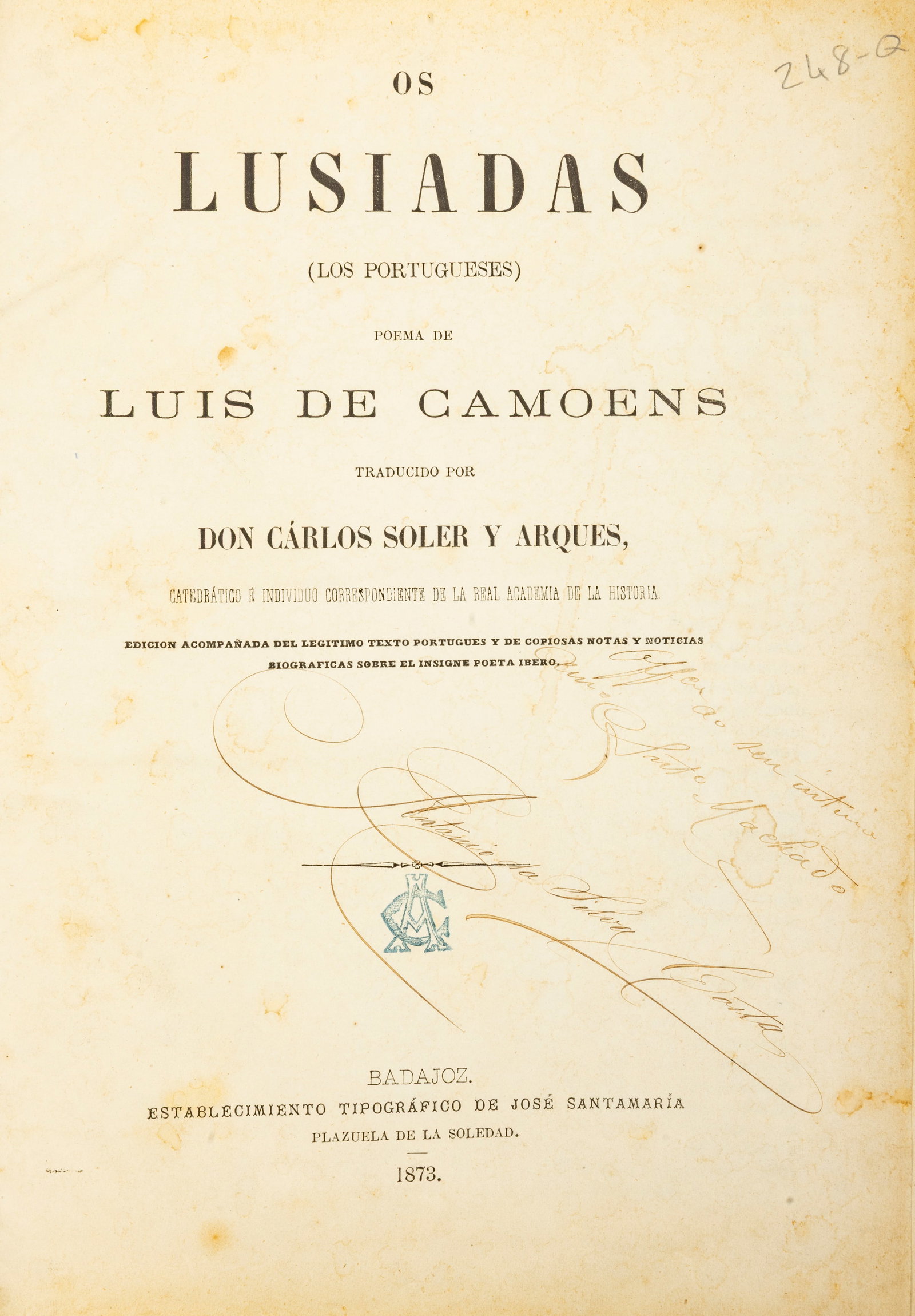 Luis de Camões, Os Lusiadas (Los…) (1 of 1)