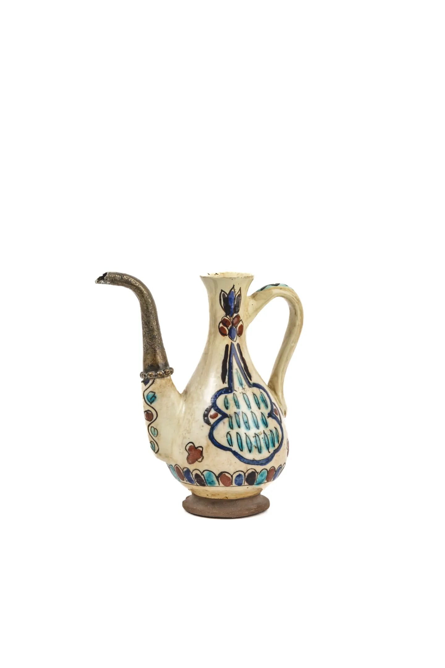Glazed ceramic pitcher with silver spout (1 of 1)